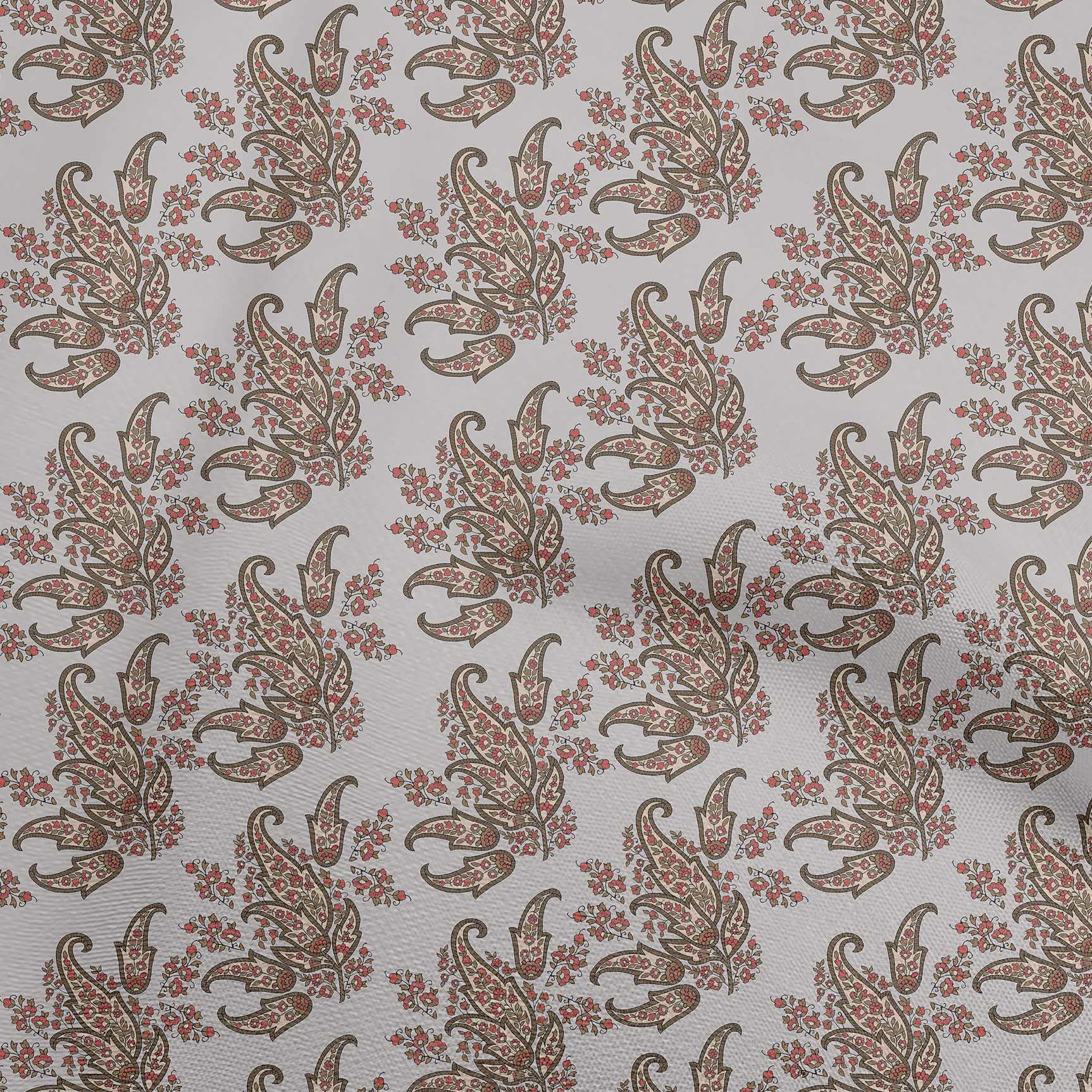 oneOone Polyester Spandex Gray Paisley Print Fabric - 56 Inch Wide Sewing Material for DIY Clothing, Dresses & Home Decor | Soft Stretch Fabric by The Yard for Sewing Projects & Crafting
