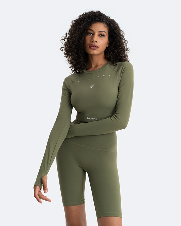 Women's Cropped Long Sleeve Shirt - Slim Fit Workout Top for Yoga & Gym - Creating Power Within - Perfect for Fitness, Running & Casual Wear