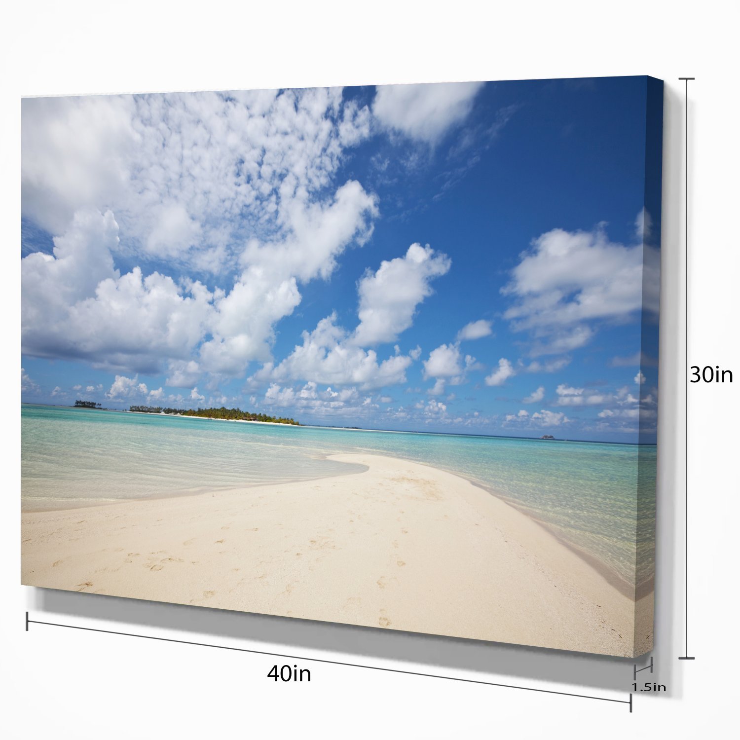 Extra Large Serene Maldives Beach Seascape Art Canvas Print - Tropical Ocean Wall Decor for Living Room, Bedroom & Office