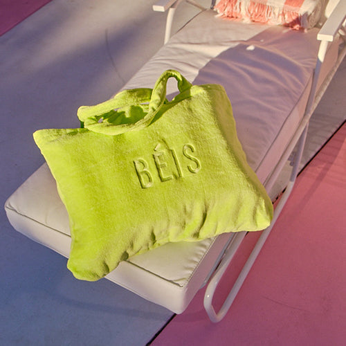 Organic Cotton Terry Towel Tote Bag in Citron - Eco-Friendly Beach Bag for Women, Gym Tote & Grocery Shopping - Perfect for Pool, Yoga & Travel Accessories