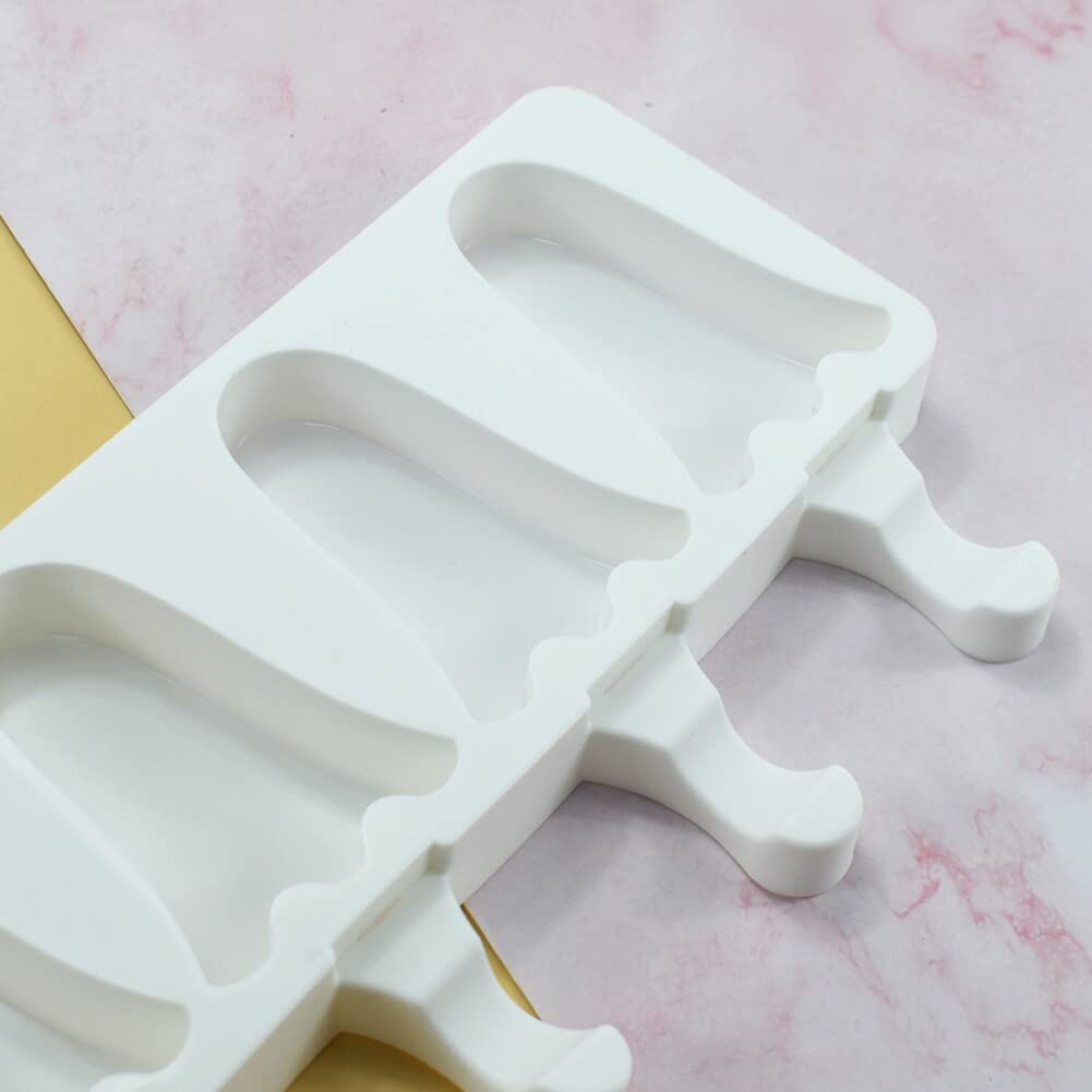 Ghost-Shaped Silicone Popsicle Molds - 4 Cavity Reusable Ice Pop Makers for Kids & Adults - Perfect for Halloween Treats, Summer Snacks, DIY Frozen Desserts, and Homemade Ice Cream