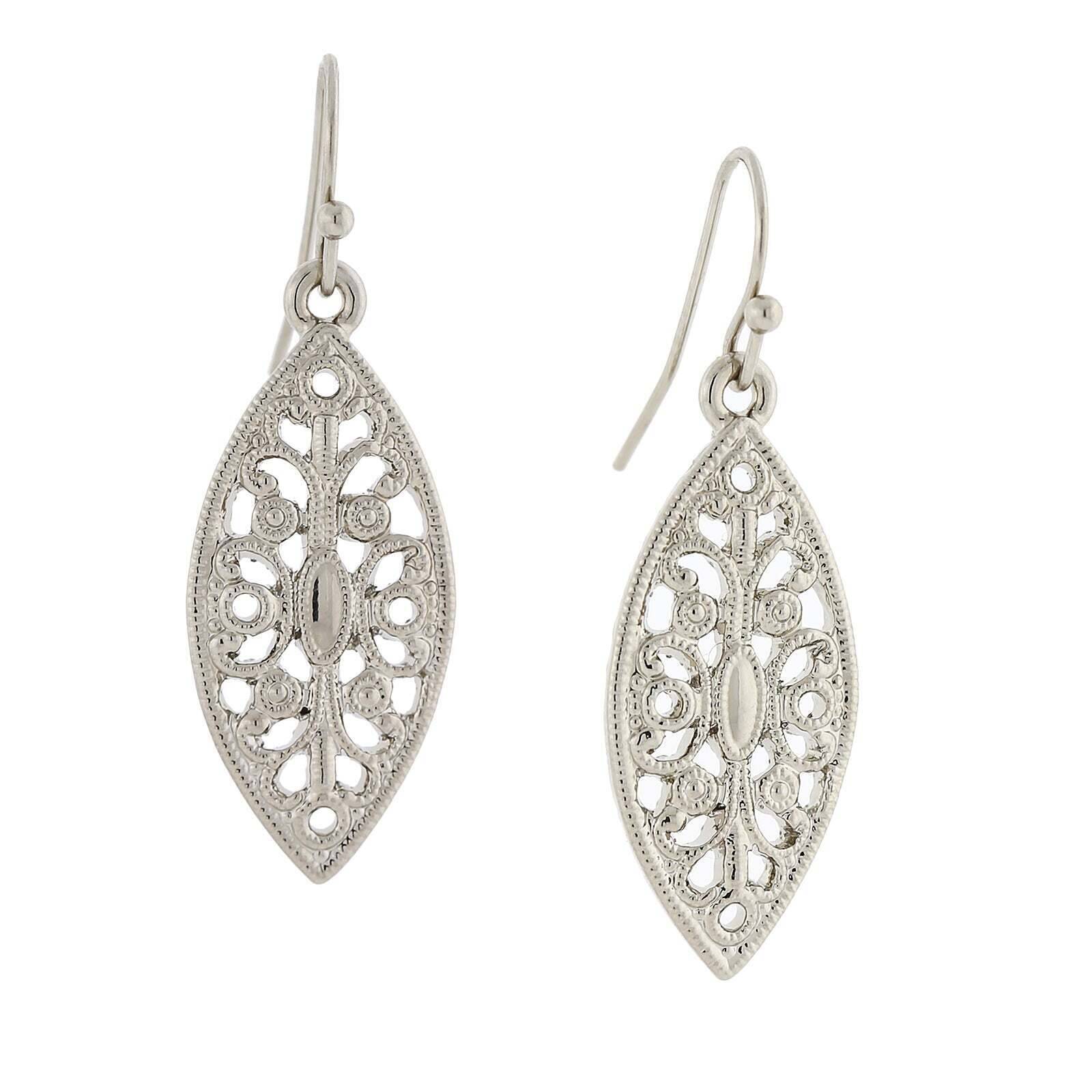 Vintage 1928 Art Deco Inspired Filigree Drop Earrings - Dangle Post Earrings for Women, Perfect for Weddings, Parties & Evening Events