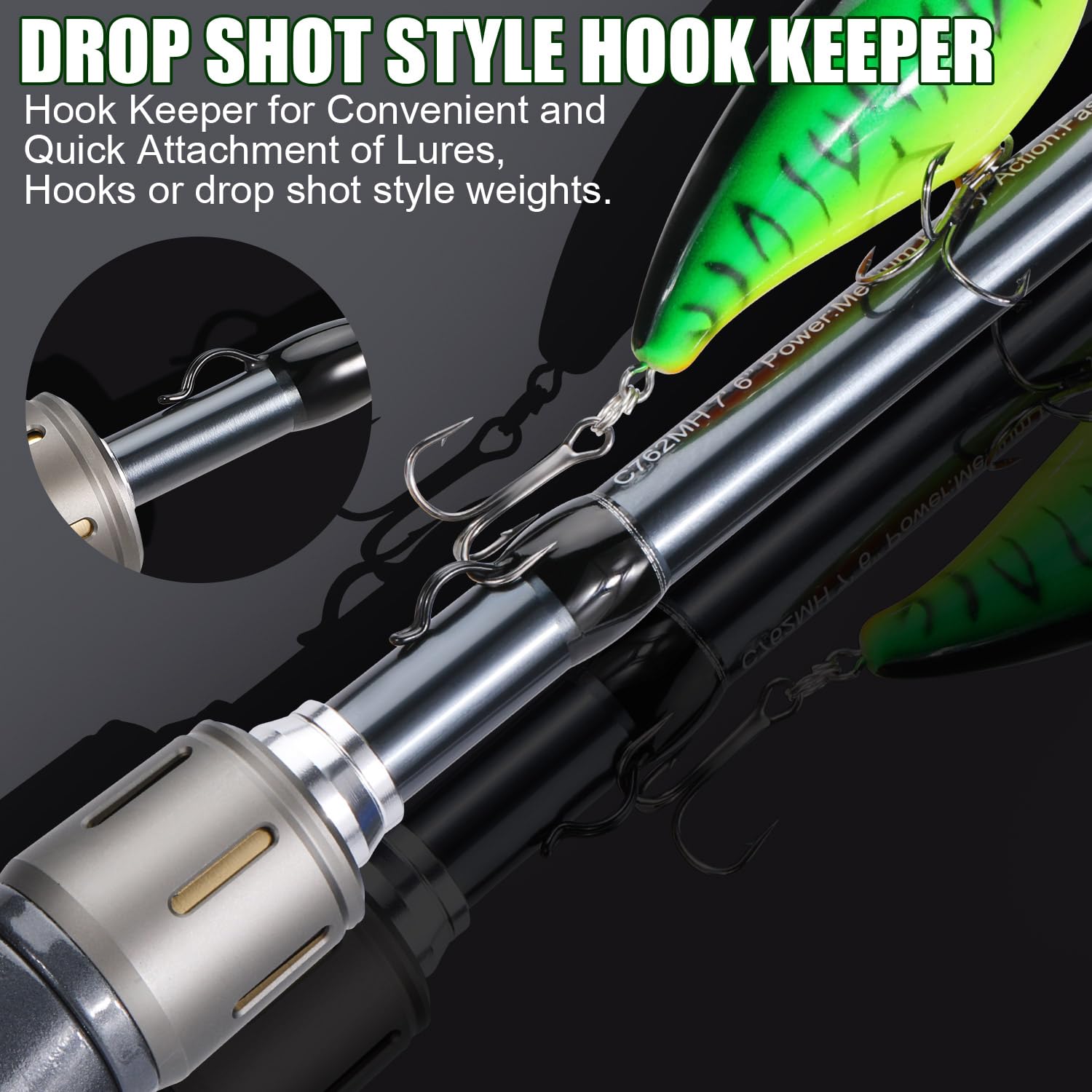 Sougayilang BD Fishing Rod and Reel Combos - Spinning & Casting Fishing Combo Kit with 30Ton+24Ton Graphite 2-Piece Fishing Pole, SuperPolymer Handle & S-Style Hook Keeper - Perfect for Freshwater, Saltwater, Bass, Trout and Surf Fishing