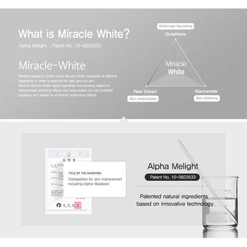 9wishes Miracle White Ampoule Serum 25ml - Brightening & Hydrating Facial Treatment for Glowing Skin | Perfect for Daily Skincare Routine & Nighttime Regimen