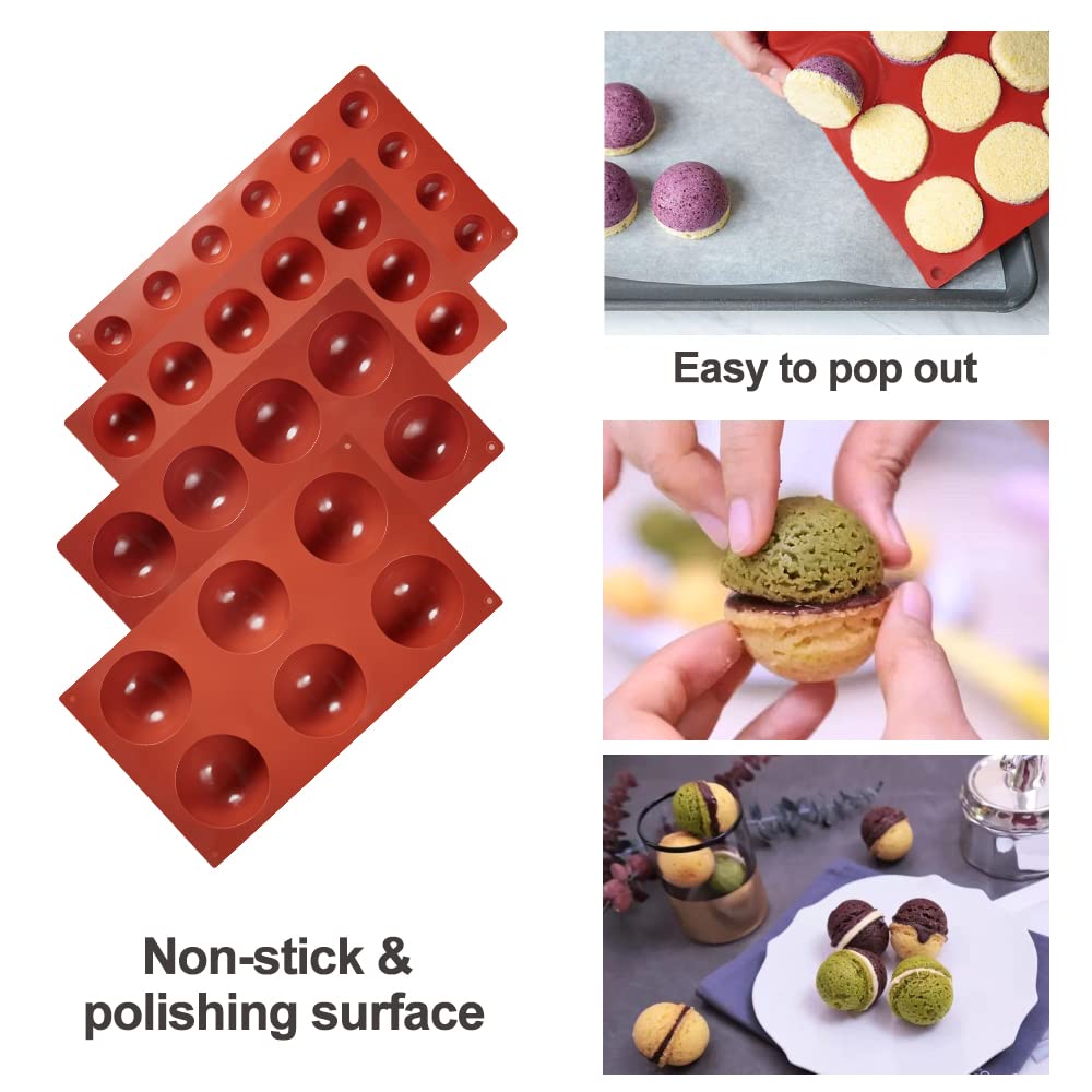 4 PCS Semi-Circular Silicone Baking Molds - BPA Free Non-Stick Half Sphere Molds for Candy, Chocolate & Cookies | Perfect for DIY Desserts, Cake Decorating & Holiday Treats