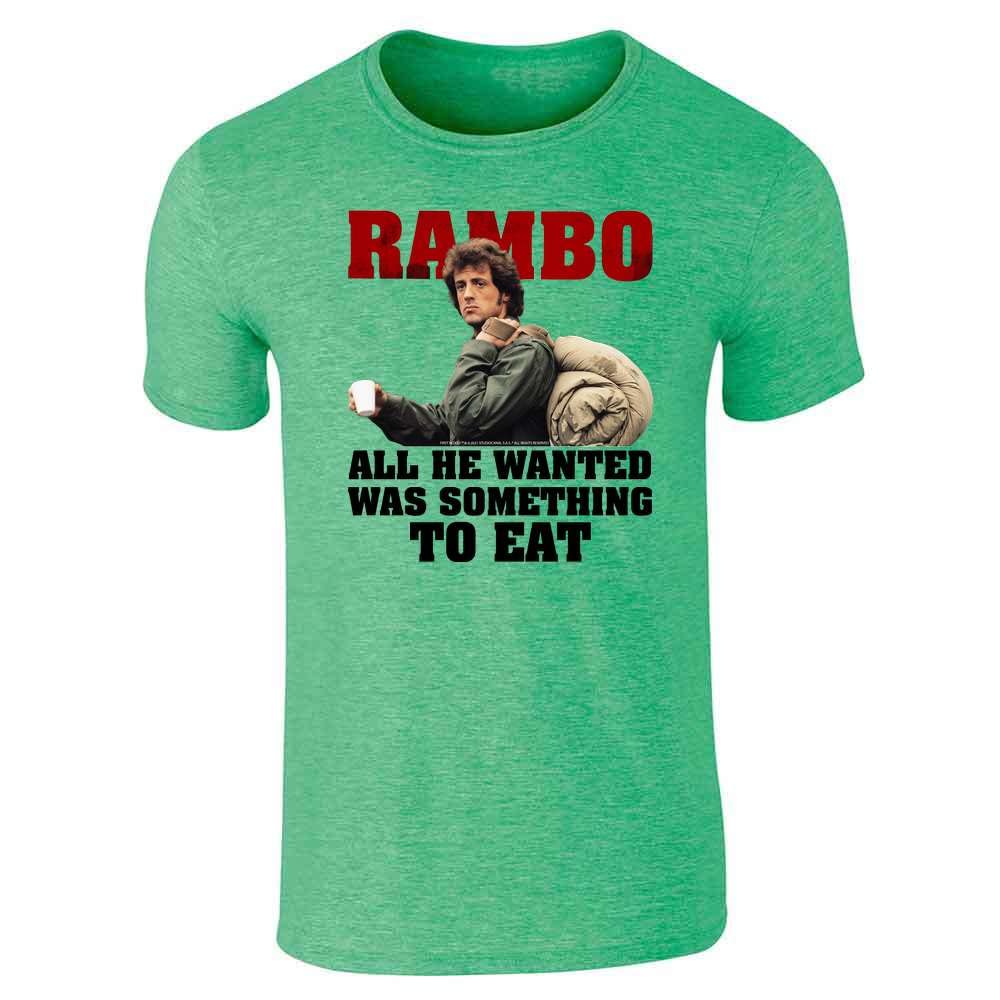 Rambo Movie Graphic Tee for Men - 'All He Wanted Was Something to Eat' Vintage T-Shirt - Casual Wear, Movie Night & Fan Gift