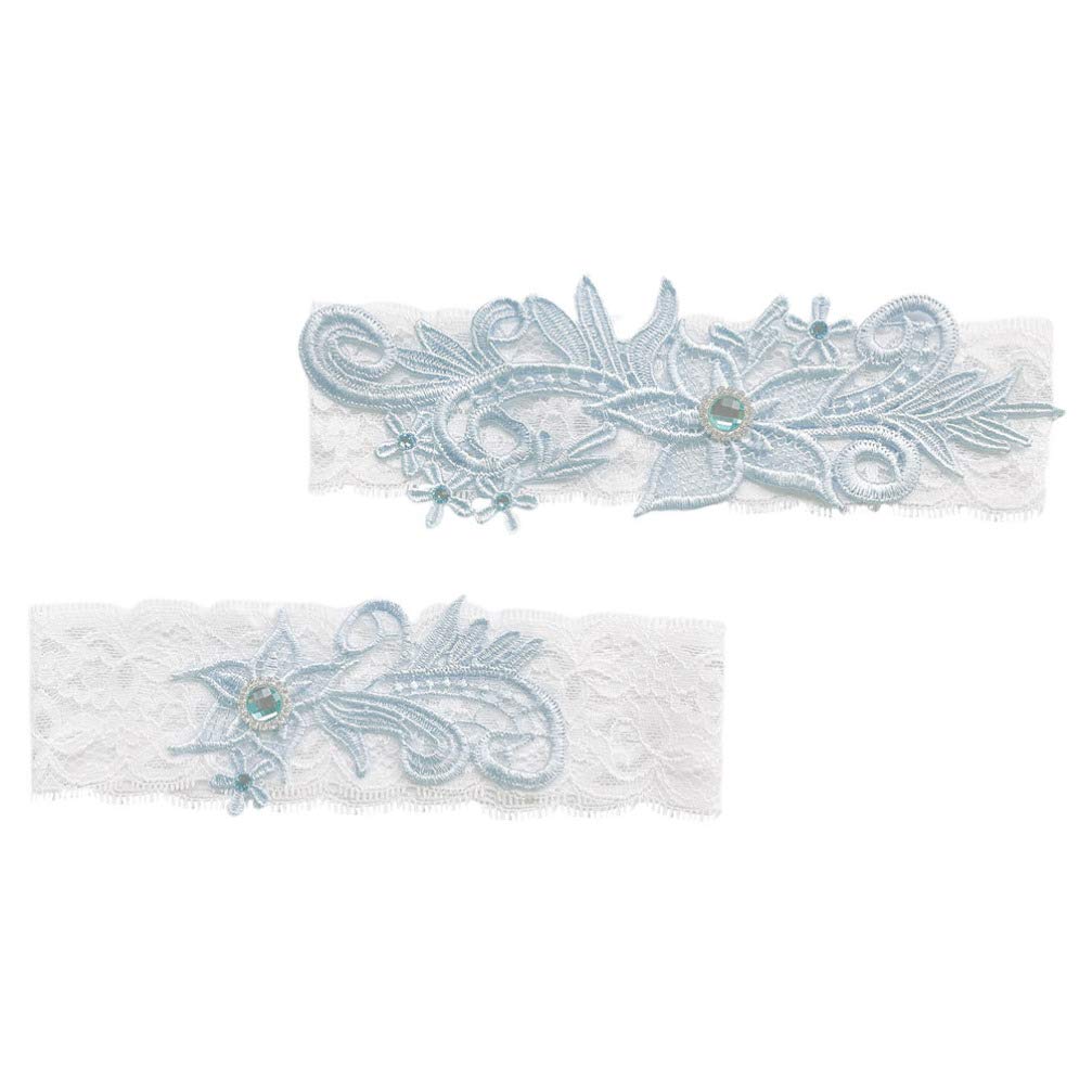 Amosfun Elegant 2-Piece Wedding Garter Set with Butterfly & Pearl Details - Stretchable Bridal Leg Garters for Women - Perfect for Weddings, Prom, Boudoir Photography and Bridal Shower Gifts