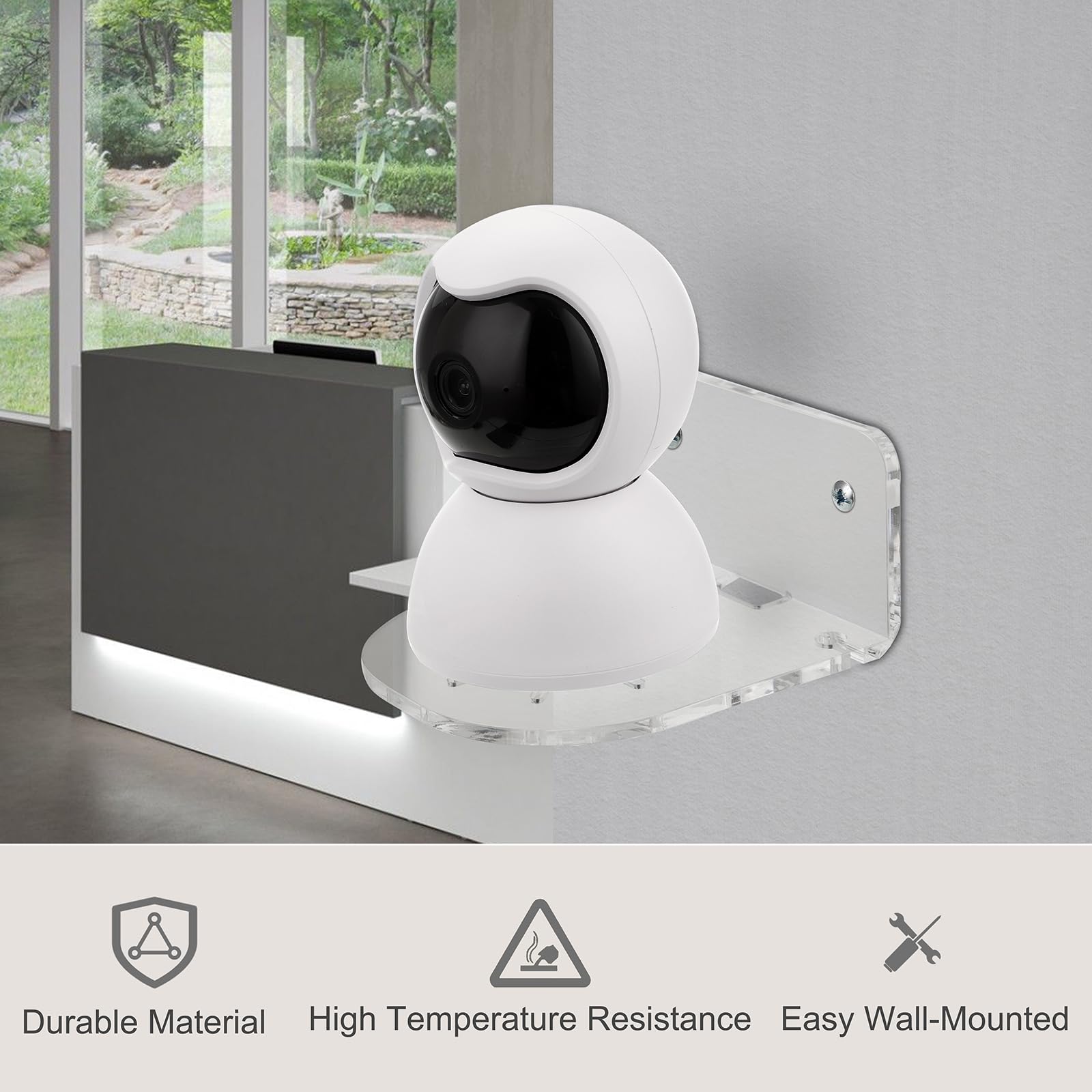 3PCS Clear Acrylic Wall Shelves with Adhesive & Screws - Universal Mounting Bracket for Security Cameras, Speakers, Home Decor - Perfect for Home Security, Office Setup & Smart Device Organization