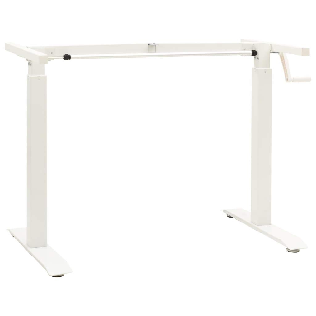 CHARMMA Manual Height Adjustable Standing Desk Frame - Hand Crank Adjustable Workstation for Home Office (White) - Perfect for Remote Work, Study & Ergonomic Workspace Setup