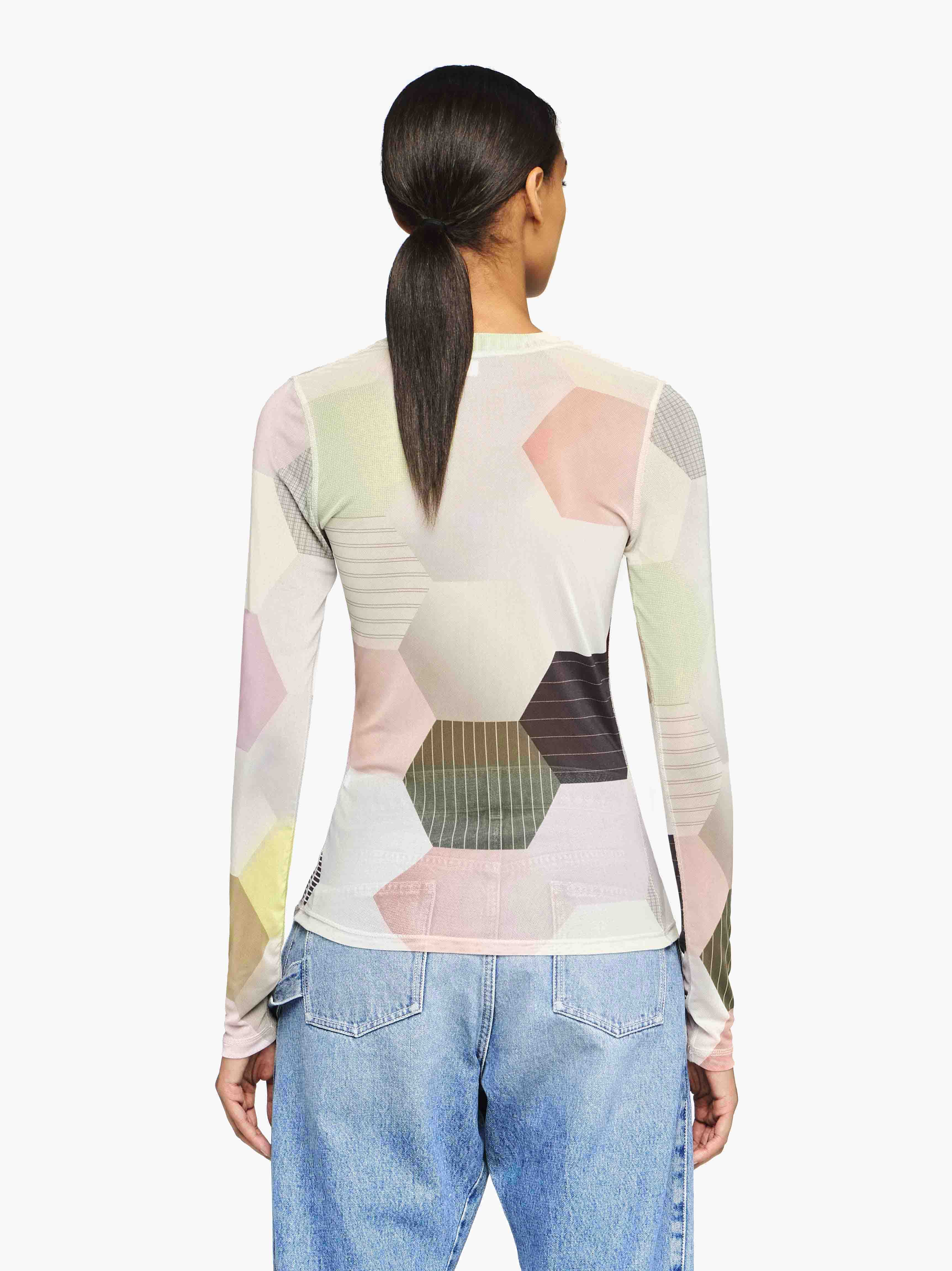 Stylish Patchwork Print Sheer Long Sleeve Blouse for Women | Trendy Boho Chic Top for Casual Wear, Parties & Date Nights