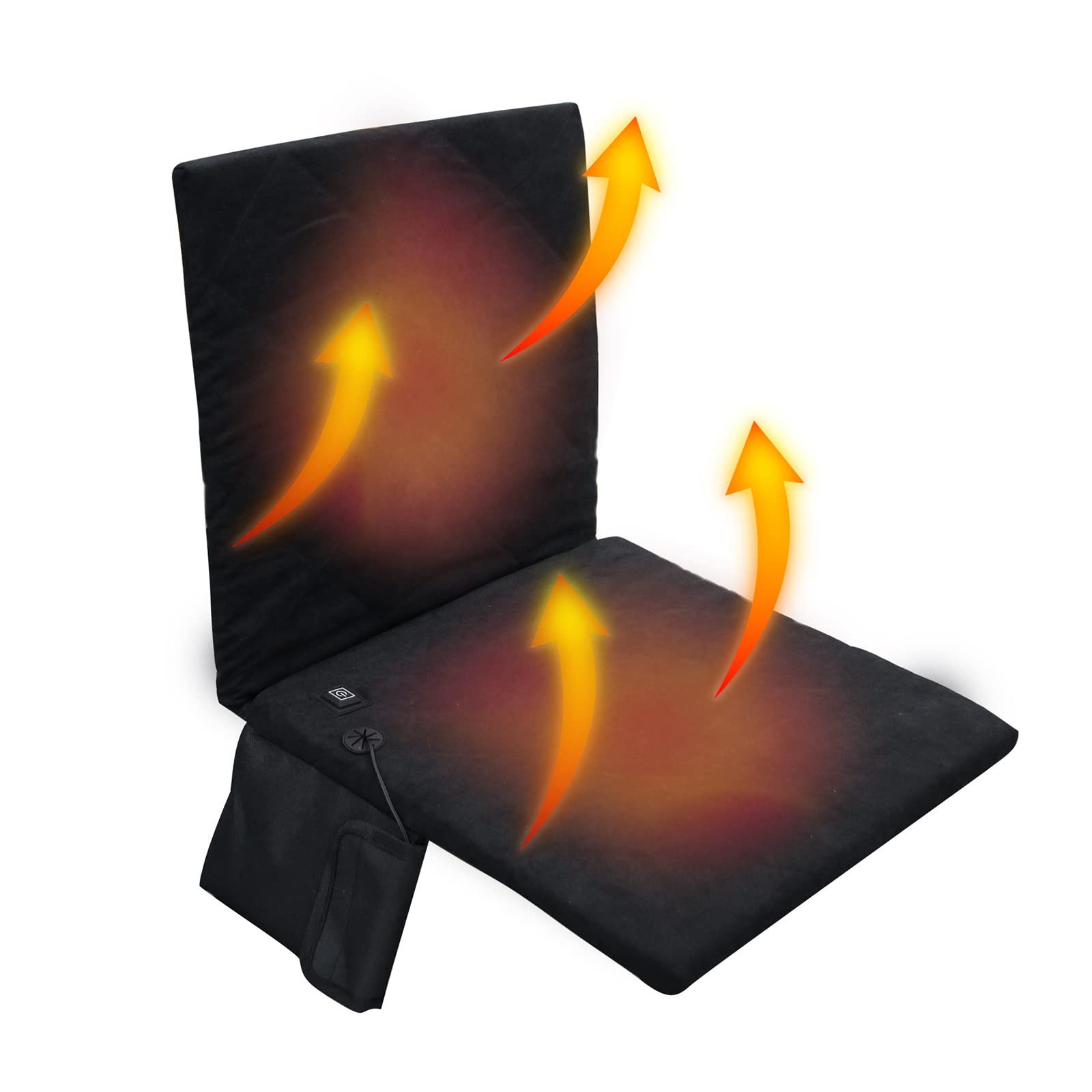 Portable Heated Seat Cushion with Back Support - 3 Heat Levels for Home, Office, Camping & Travel - Ideal for Stadium Events, Outdoor Activities & Winter Comfort