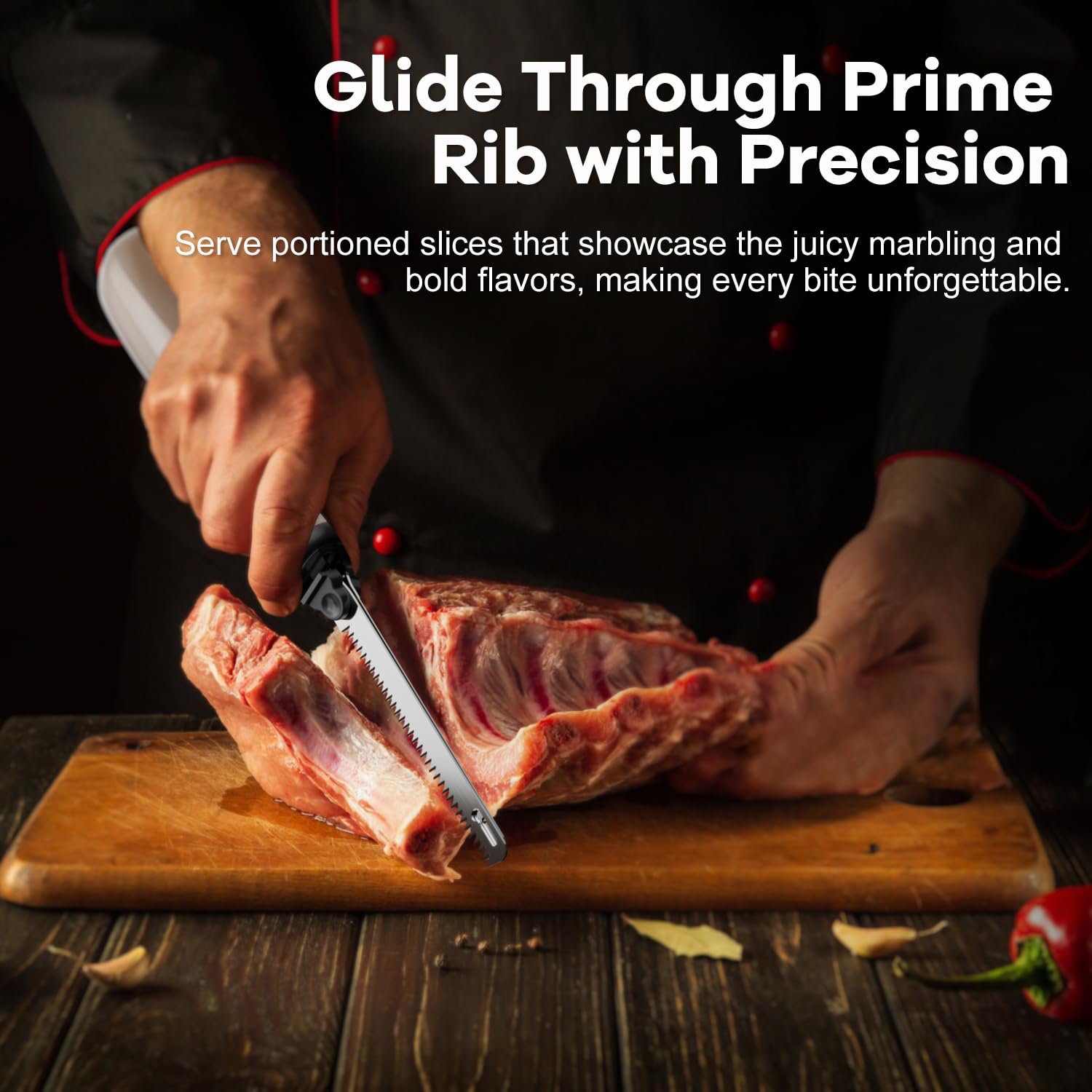 Electric Knife for Meat Slicing - Stainless Steel Carving Knife Set for Poultry, Bread, Foam Crafts with Spare Serrated Blades (Medium) - Perfect for Thanksgiving, BBQ, Cooking & DIY Projects