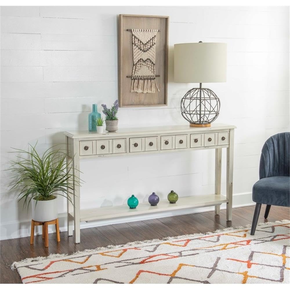 Pemberly Row Transitional Wood Console Table in Cream - Elegant Entryway Furniture for Hallway, Living Room & Foyer Decor