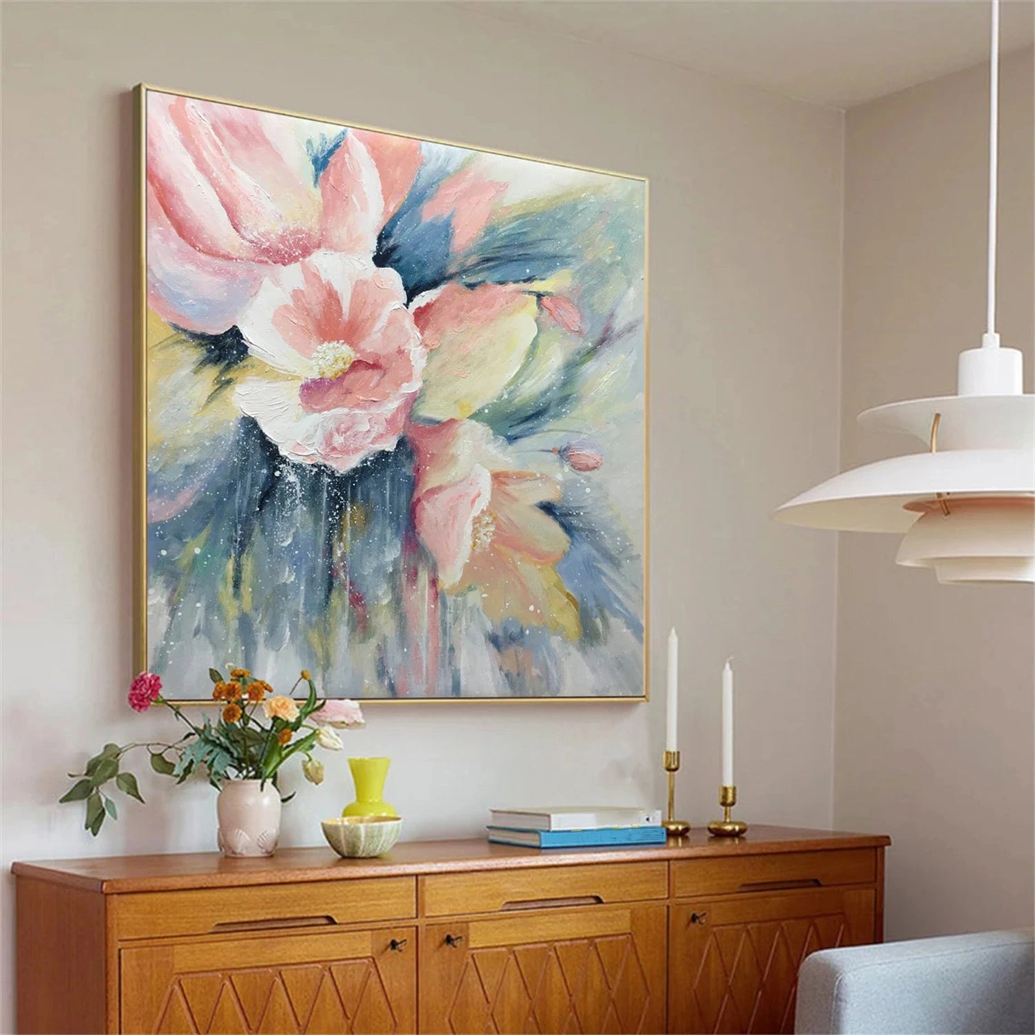 Beautiful Flower and Tree Painting #FT136 - Handmade Canvas Art for Home Decor, Living Room, Bedroom & Office Wall