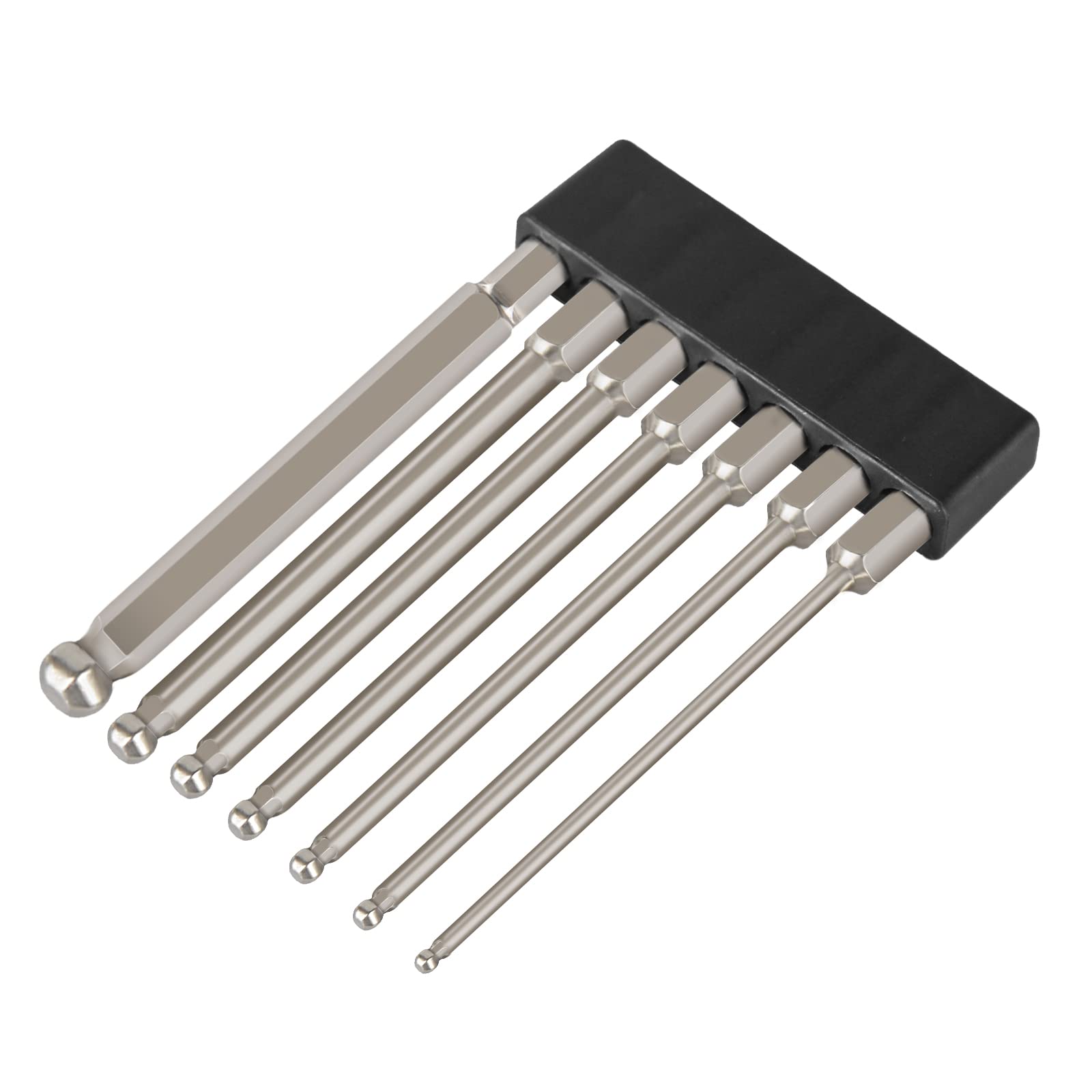 7-Piece SAE Ball End Hex Screwdriver Bit Set - Magnetic 1/4