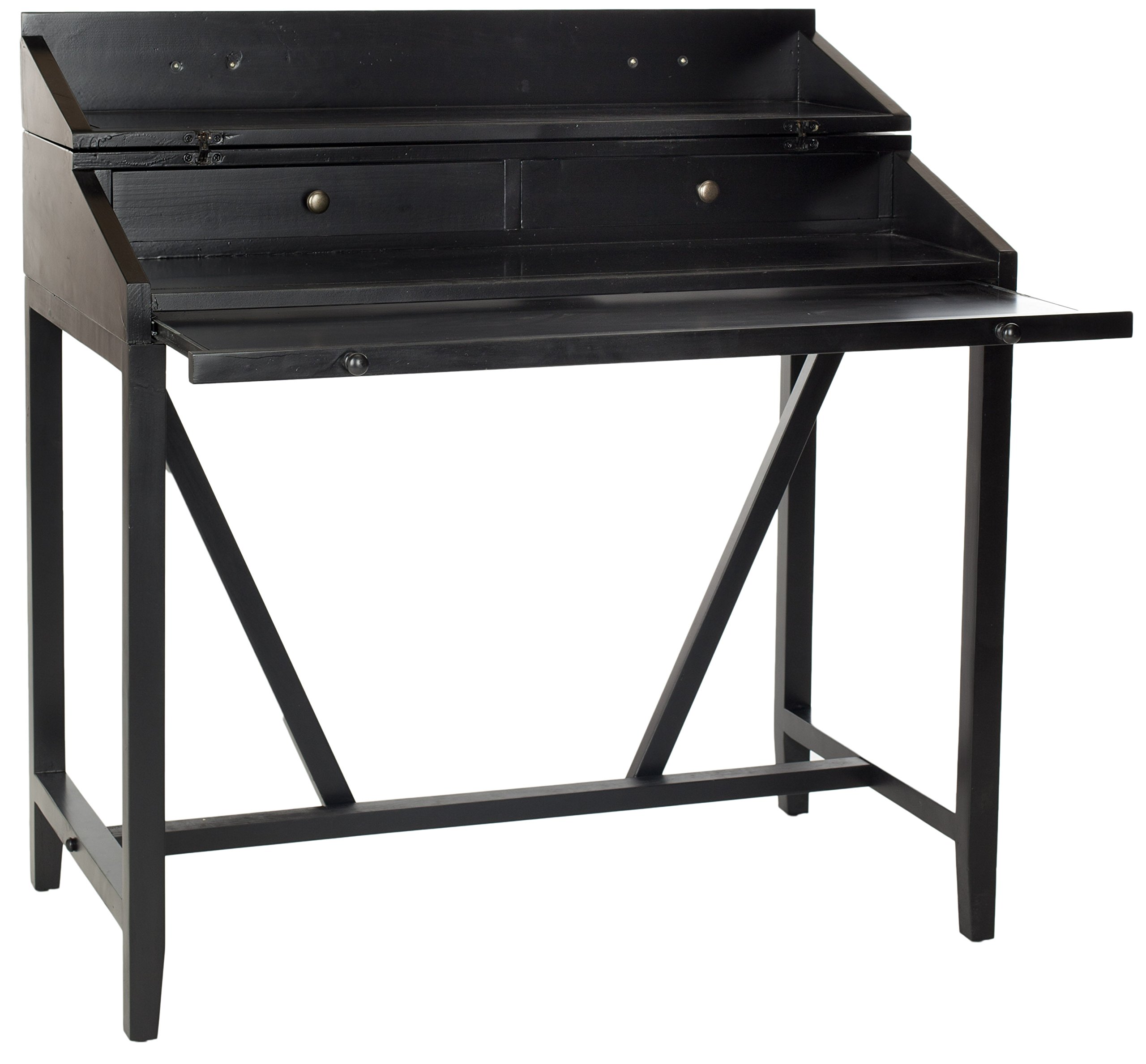 Safavieh American Homes Collection Wyatt Black Writing Desk - Modern Home Office Desk for Study & Work - Perfect for Small Spaces & Apartments