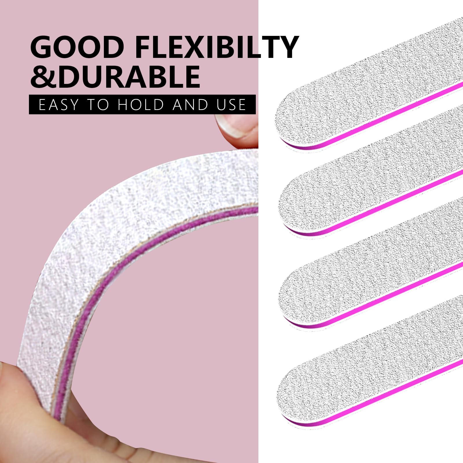 Professional Nail Files Set - 8 PCS 100/180 Grit Emery Boards for Natural & Acrylic Nails, Manicure Tools for Women, Durable Nail Care Kit (Rhombus Shape) - Perfect for Home Salon, Travel & DIY Nail Care