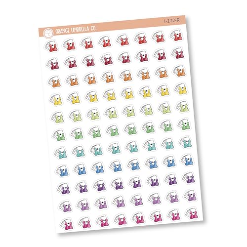 Game Night Icon Planner Stickers - Colorful Rainbow Planning Labels for Bullet Journals & Planners (I-172-R) - Perfect for Organizing Schedules, Events & DIY Projects
