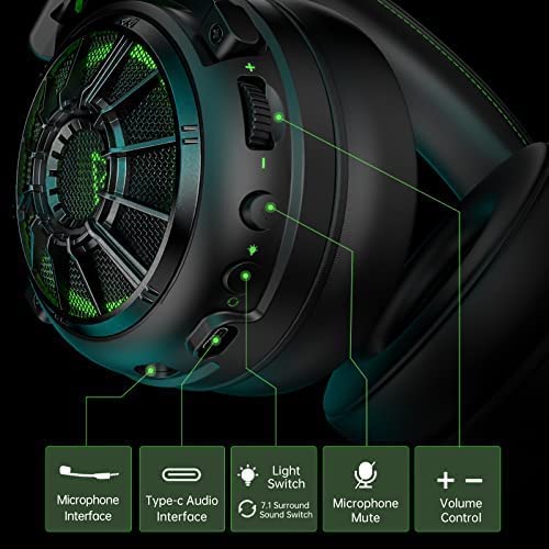 EKSA StarEngine Pro USB Gaming Headset - 7.1 Surround Sound Wired Headphones for PC, PS4, PS5, Xbox One | Over-Ear Noise Cancelling Mic with Dual Chamber Drivers | Game & Music Modes | LED Lights - Perfect for FPS Gaming, Streaming & Online Meetings