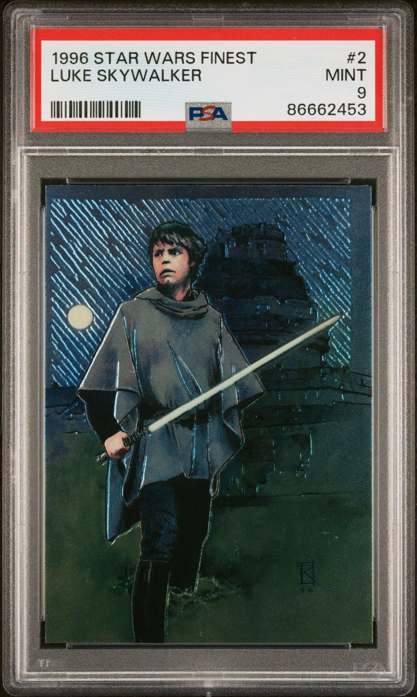 1996 STAR WARS FINEST LUKE SKYWALKER #2 PSA 9 Graded Card - Rare Collectible for Display & Investment - Perfect for Star Wars Fans & Trading Card Collectors