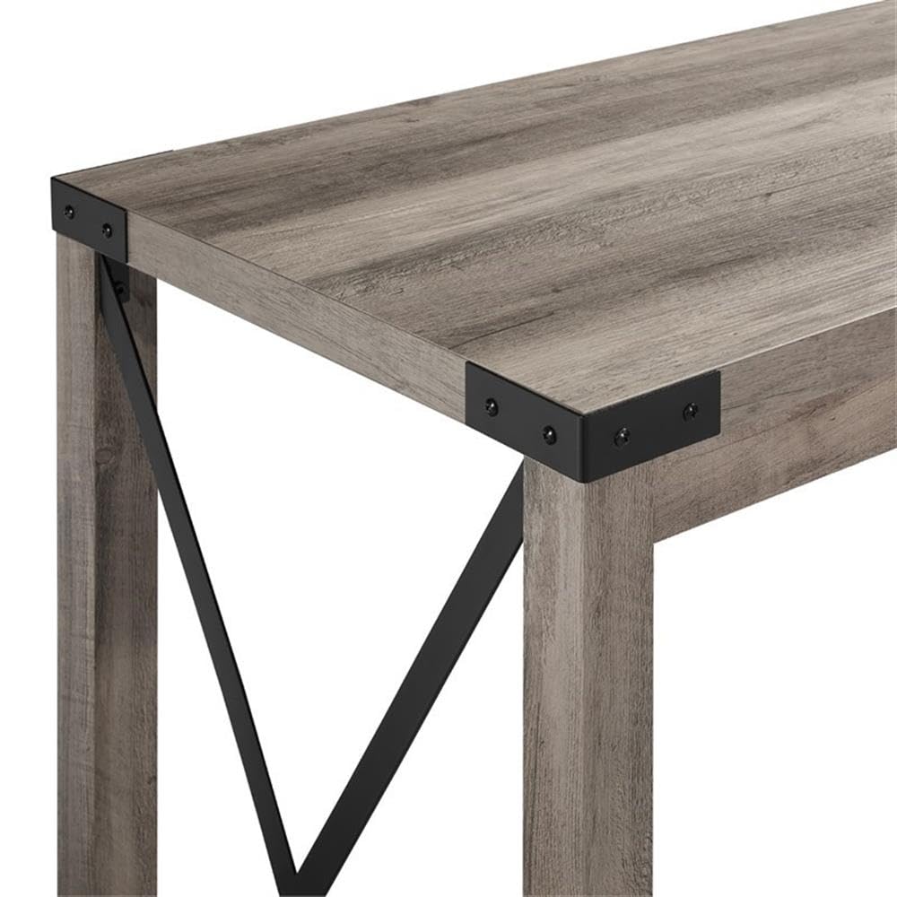 Walker Edison Kenneth Modern Farmhouse Kitchen Island with Angled Iron Frame, Gray - Perfect for Farmhouse Style Kitchens, Dining Areas & Open Concept Living Spaces