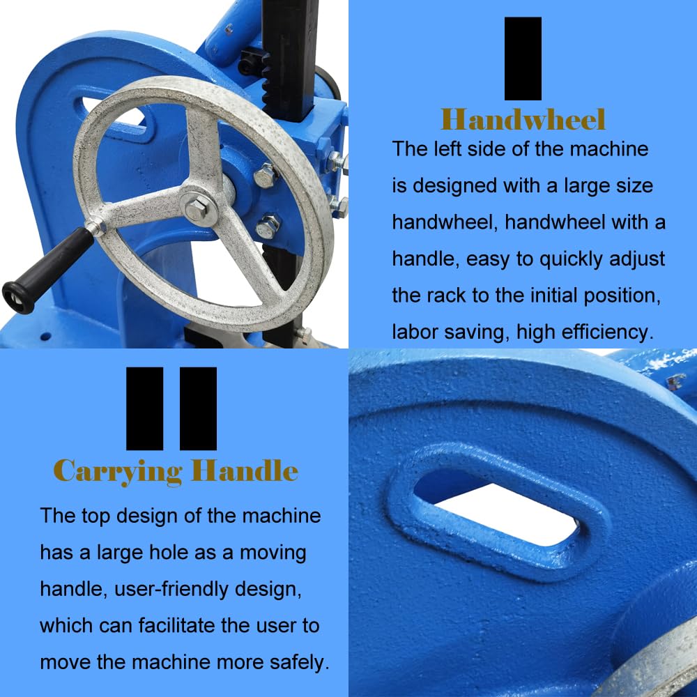 2 Ton Manual Arbor Press - Cast Iron Desktop Ratcheting Press Machine with 8.46