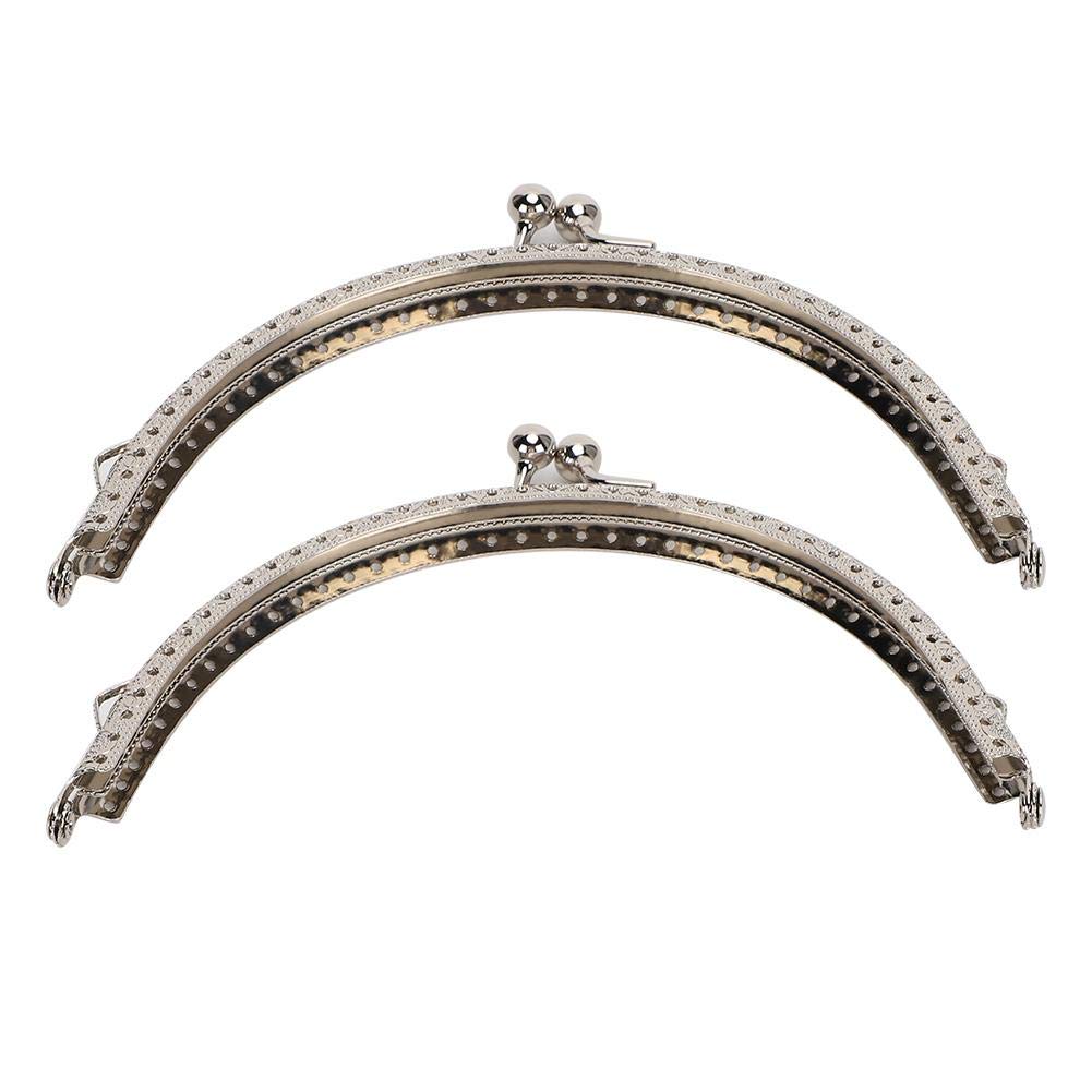 GLOGLOW 2-Pack Silver Metal Semicircular Purse Frame with Kiss Clasp Lock - 15cm/5.9in DIY Sewing Bag Handle for Handbags, Clutches & Tote Bags - Perfect for Crafting, Fashion Accessories & Gift Making