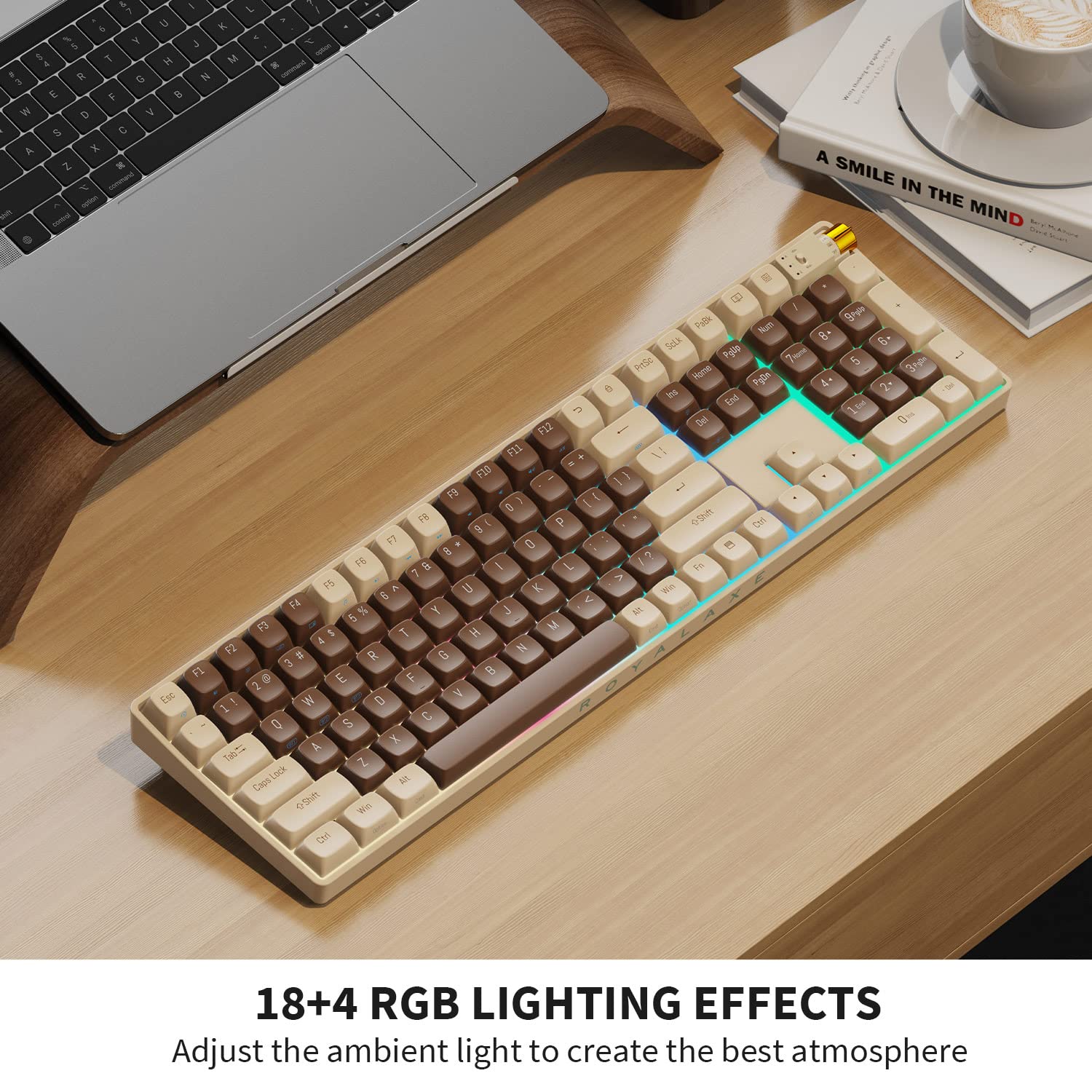 R108 Wireless Mechanical Keyboard - Gateron G Pro 3.0 Yellow Switch, Hot Swappable Wired/Bluetooth/2.4G RGB Gaming Keyboard with PBT Keycaps for Windows & Mac (Lava Brown) - Perfect for Office Work, Gaming & Programming