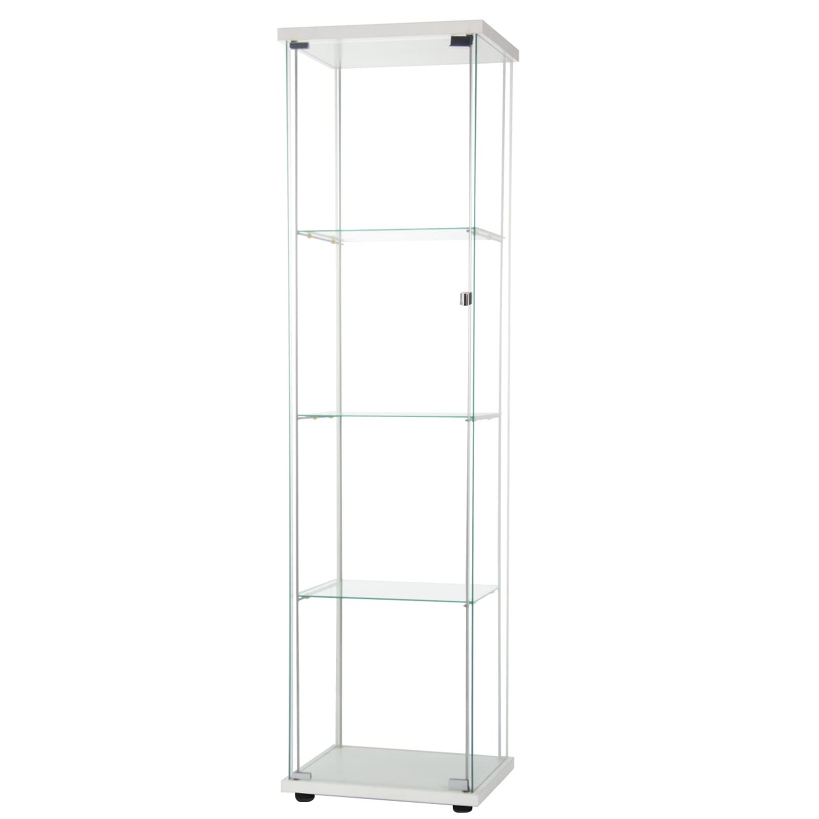 ZUKETANG 4-Shelf Glass-Door Curio Cabinet - White Floor Standing Display Shelf for Living Room, Bedroom & Office - Perfect for Showcasing Collectibles, Books & Home Decor