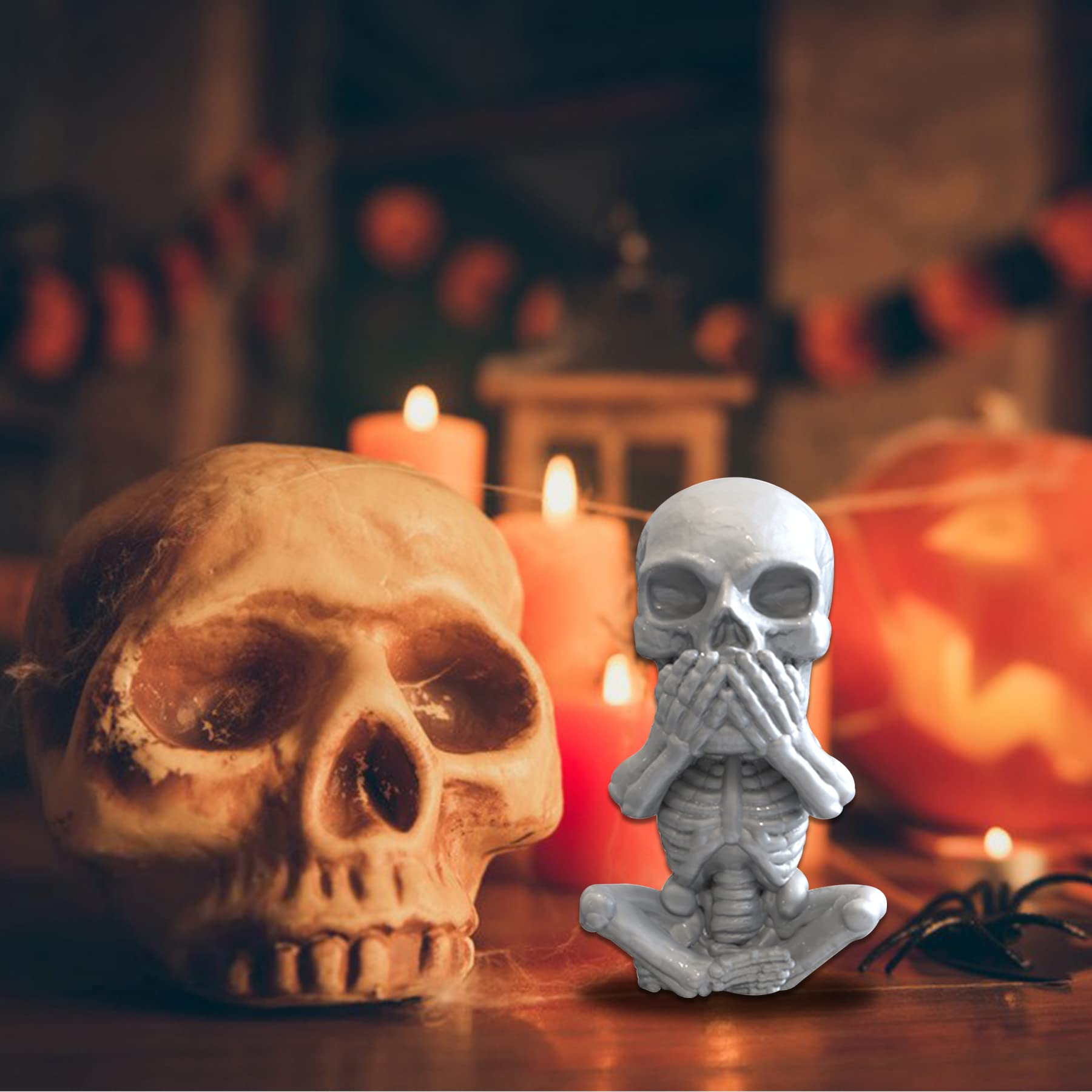 3D Skull Candle Mold - Silicone Resin Mold for DIY Aromatherapy Candles, Wax Making, Polymer Clay & Resin Casting - Perfect for Halloween Decor, Gothic Home Decor & DIY Craft Projects