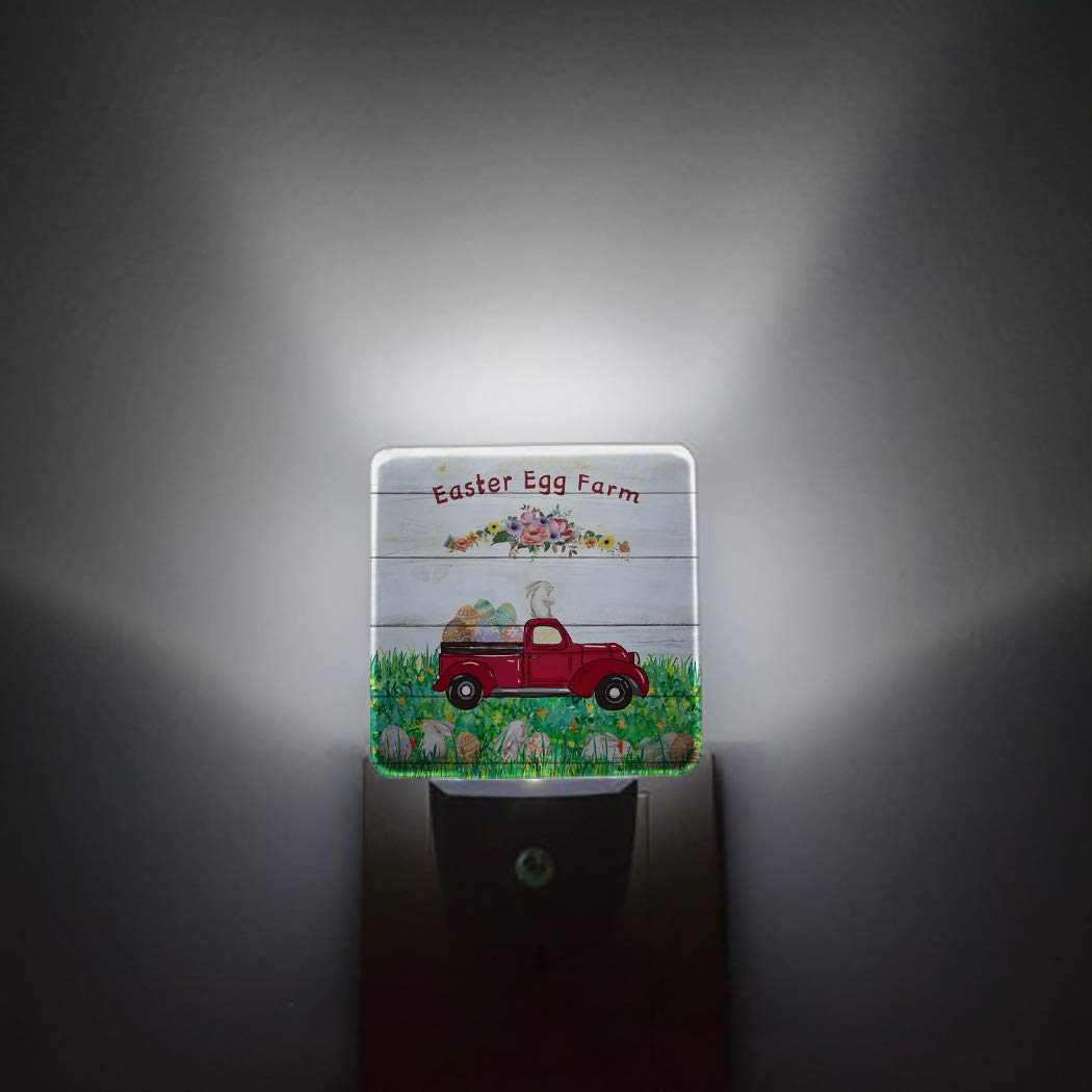 LED Night Light with Auto Sensor - Easter Egg Farm Rabbit Decor for Bedroom & Hallway