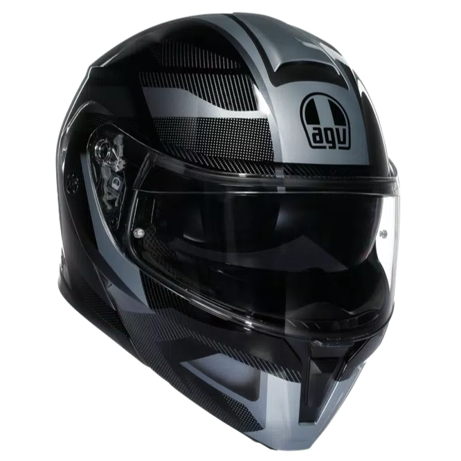 AGV Streetmodular Ledro Matt Black / Grey Motorcycle Helmet - Lightweight, DOT & ECE Certified for Urban Riding & Commuting