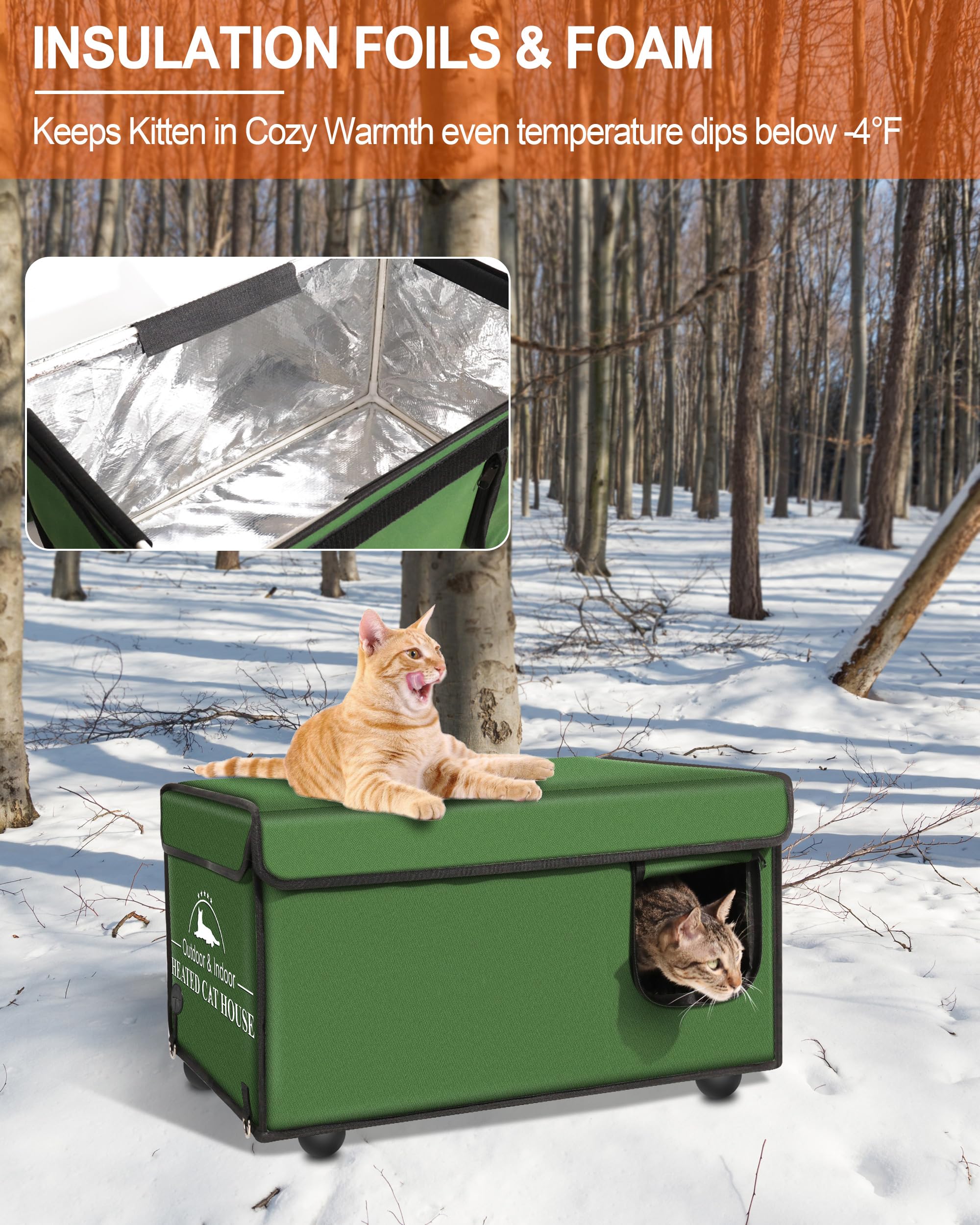 Heated Cat House for Outdoor Winter Use - Weatherproof Insulated Shelter with Pet Heating Pad | Waterproof Elevated Feral Cat Bed | Warm Cozy Home for Stray & Barn Cats | Perfect for Backyards, Garages & Porches
