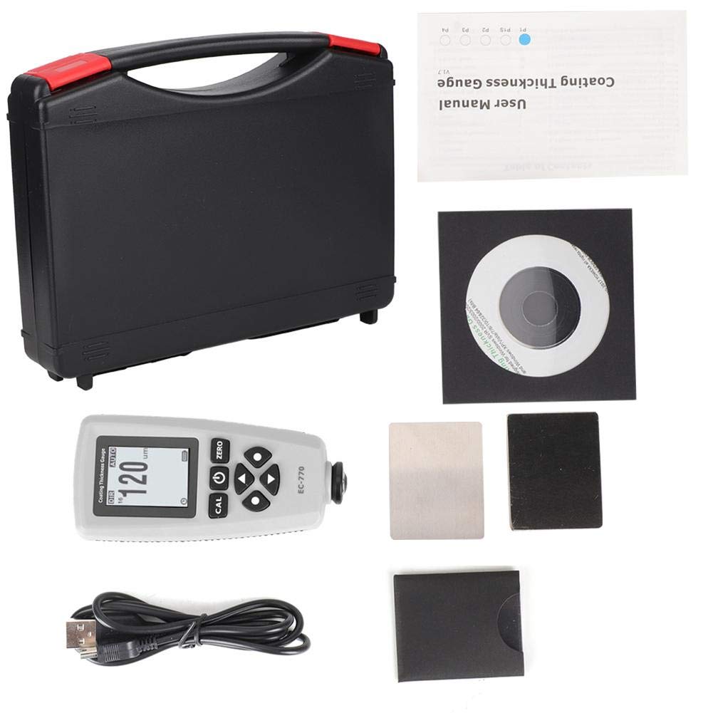 Gerioie EC-770 Digital Thickness Gauge - Non-Destructive 3-Probe Tester for Plastic & Metal | LCD Display | Accurate Thickness Measurement | Ideal for Quality Control & Manufacturing Inspection