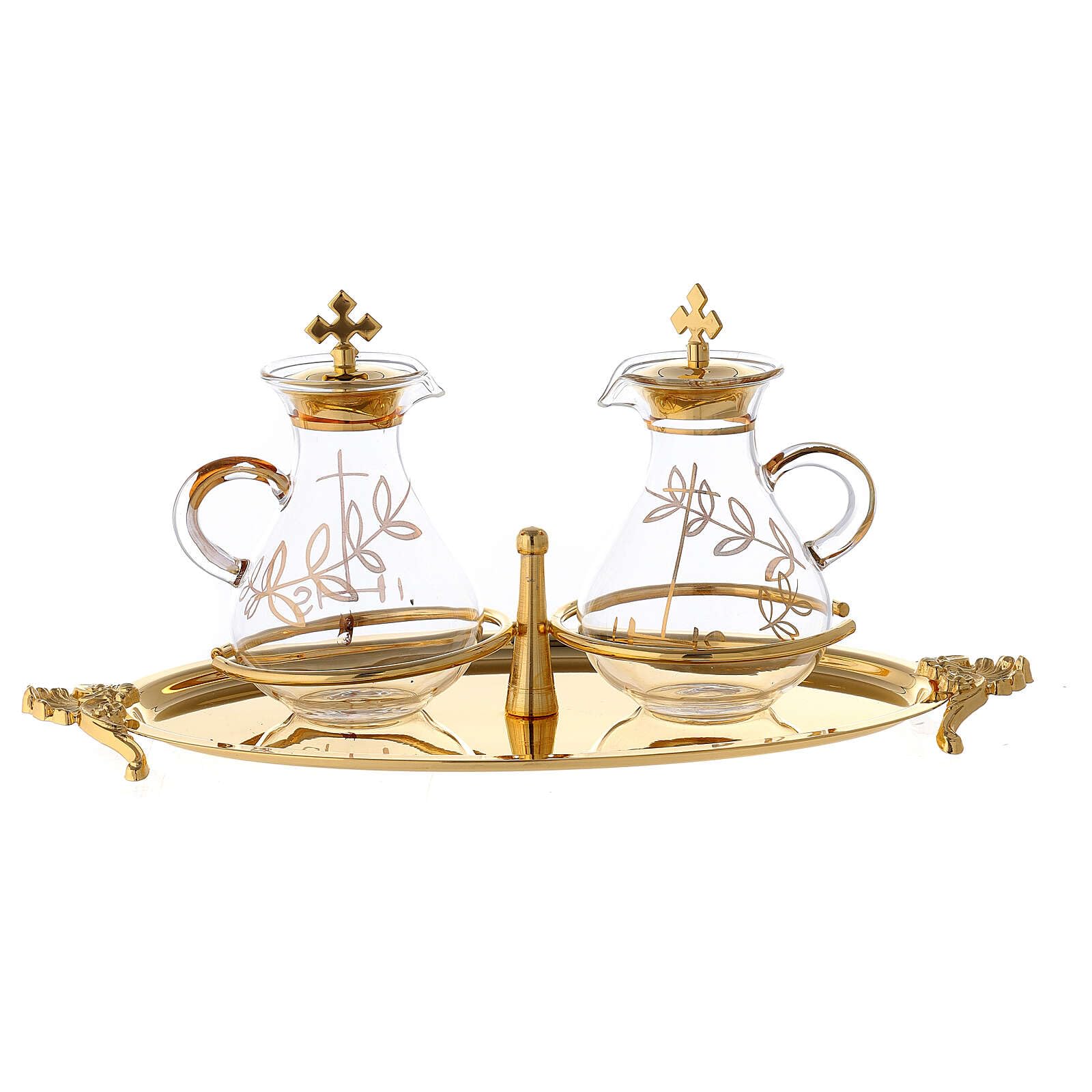Brass Tray Cruet Set for Dining & Kitchen Decor