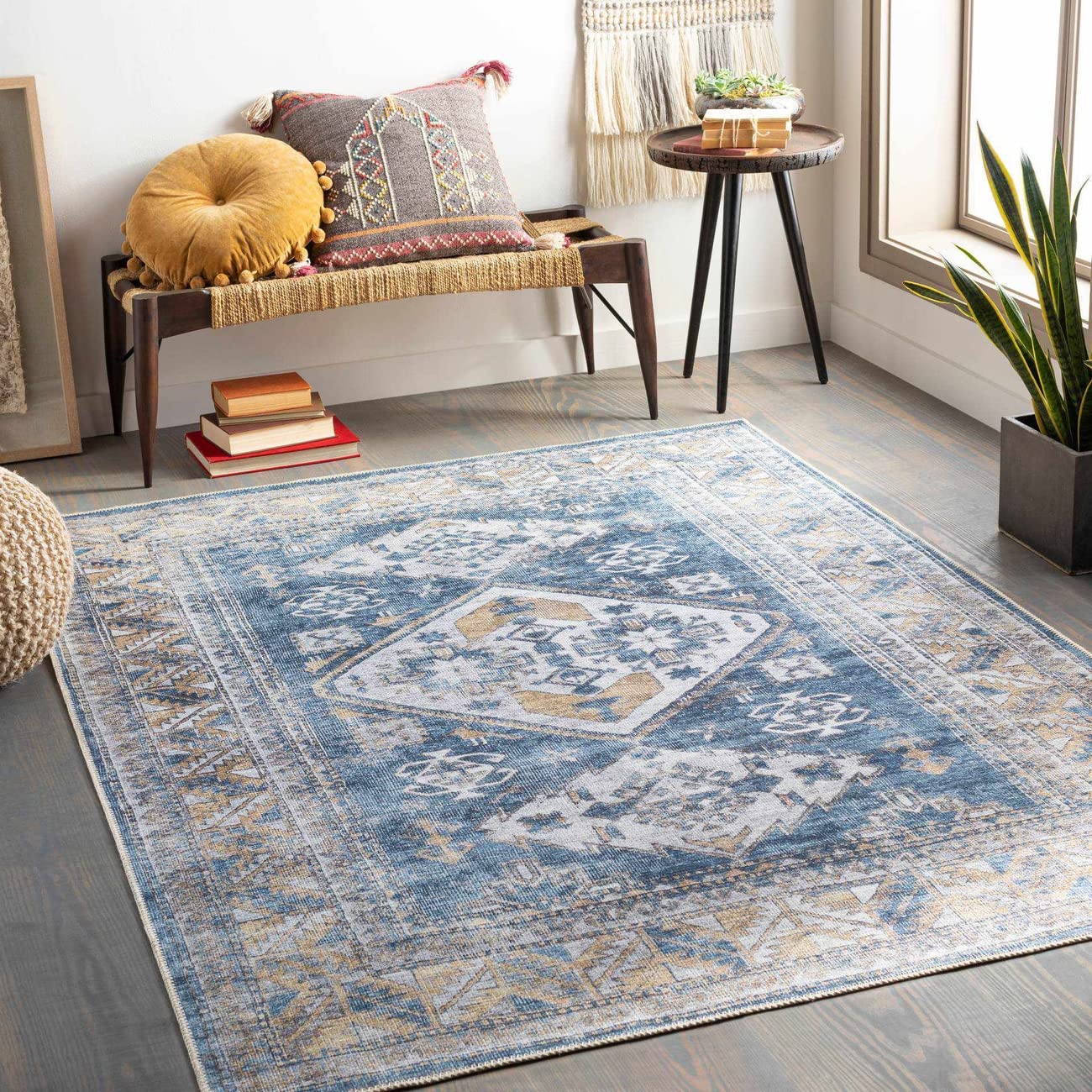 Mark&Day Washable Runner Rug 2x8 Feet, Traditional Khaki Brown/White/Beige Carpet - Machine Washable Area Rug for Living Room, Bedroom, Kitchen - Perfect for Hallways, Entryways & High Traffic Areas (2'7