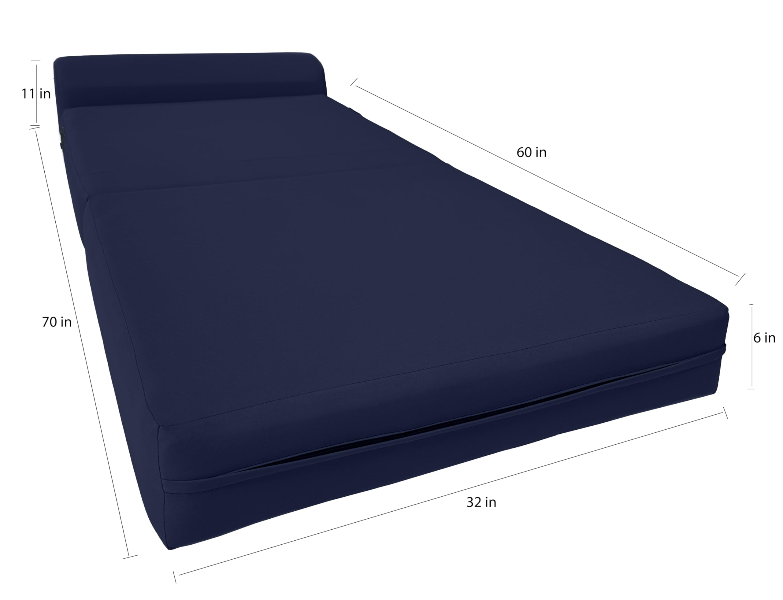 D&D Futon Sleeper Chair - Convertible Folding Bed & Sofa for Small Spaces, Guest Room, Studio Apartment - High Density Foam Mattress (70