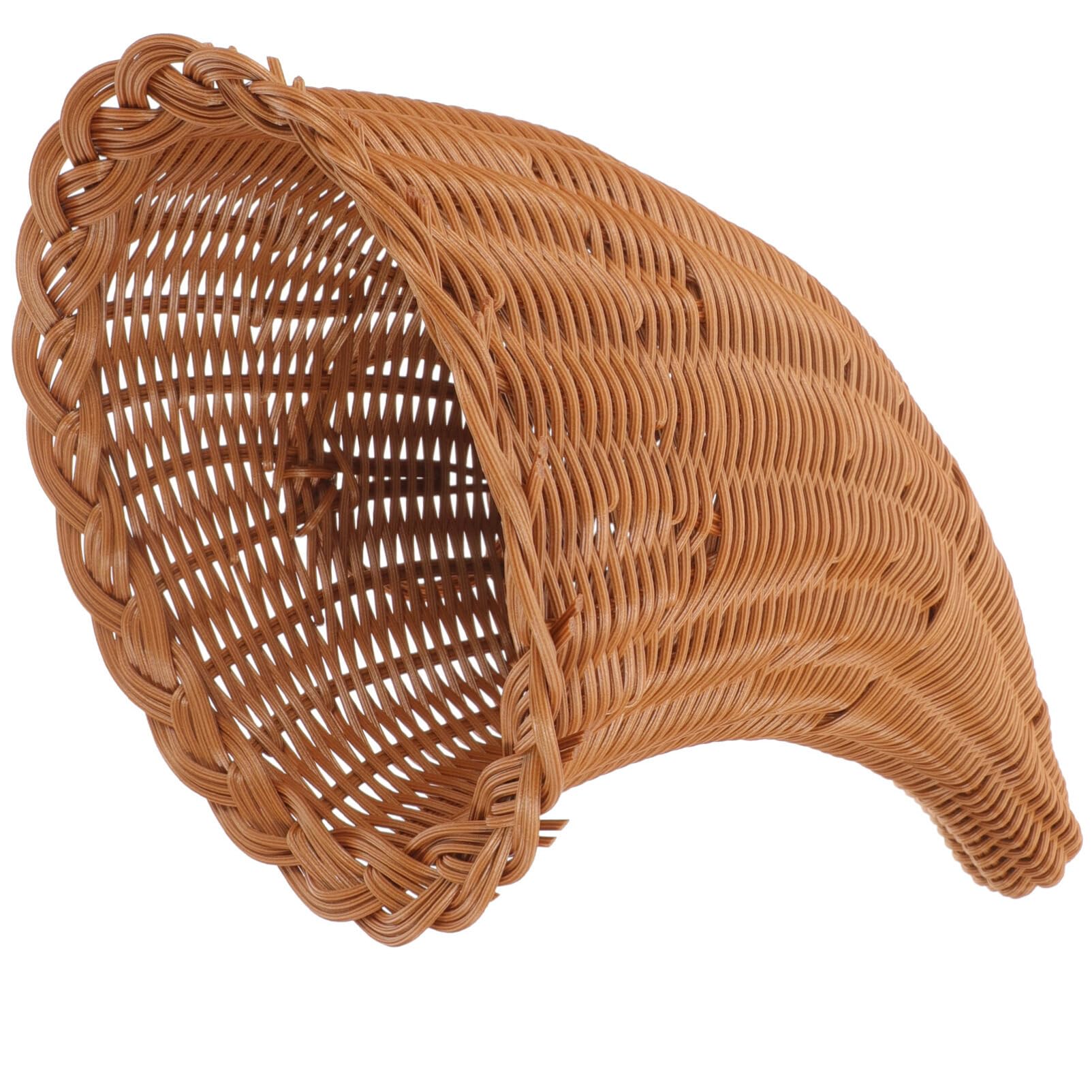 Homoyoyo Woven Wicker Cornucopia Basket - Natural Rattan Storage & Serving Platter for Thanksgiving Table Centerpiece | Fall Harvest Decor, Home Organization, Party Serving Tray