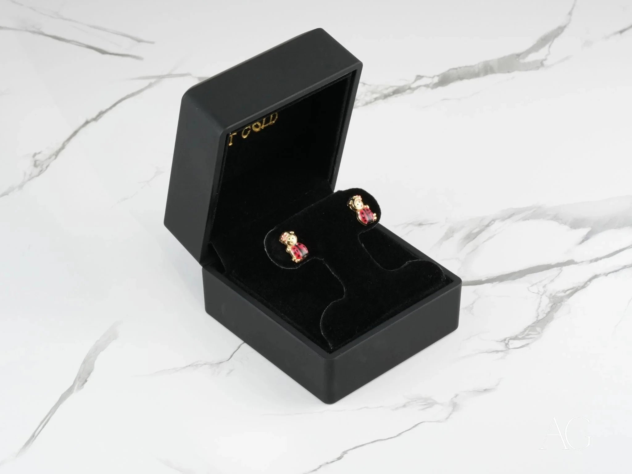 18k Gold Ladybug Stud Earrings for Kids - Lucky Charm Jewelry for Girls | Birthday Gifts, First Communion, Special Occasion Accessories