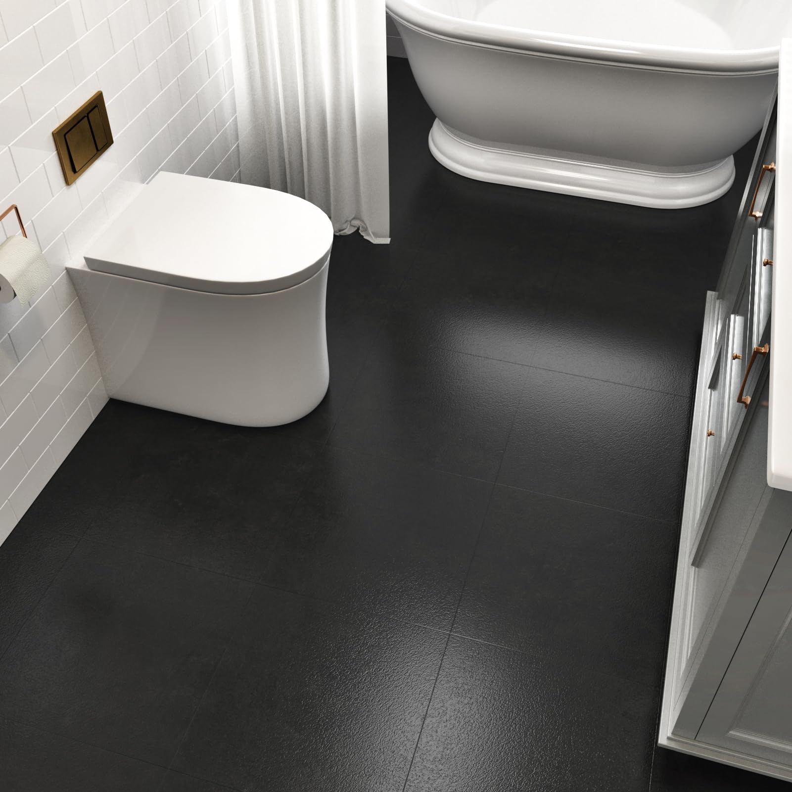 WESTICK Grey Black Marble Peel and Stick Floor Tiles - 12