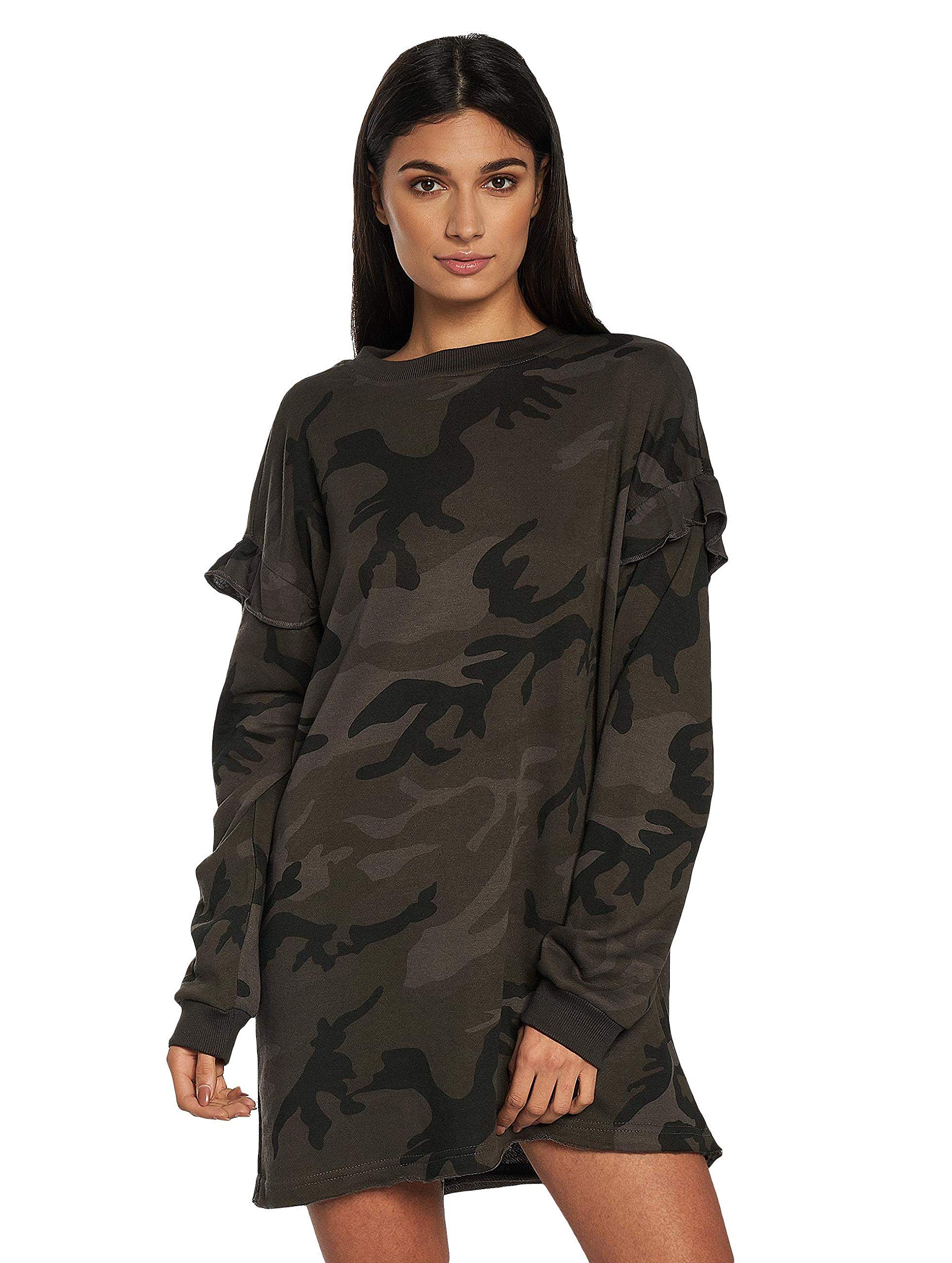Urban Classics Women's Camo Sweat Dress - Loose Fit Crew Neck Pullover for Casual Wear, Lounge & Street Style Fashion