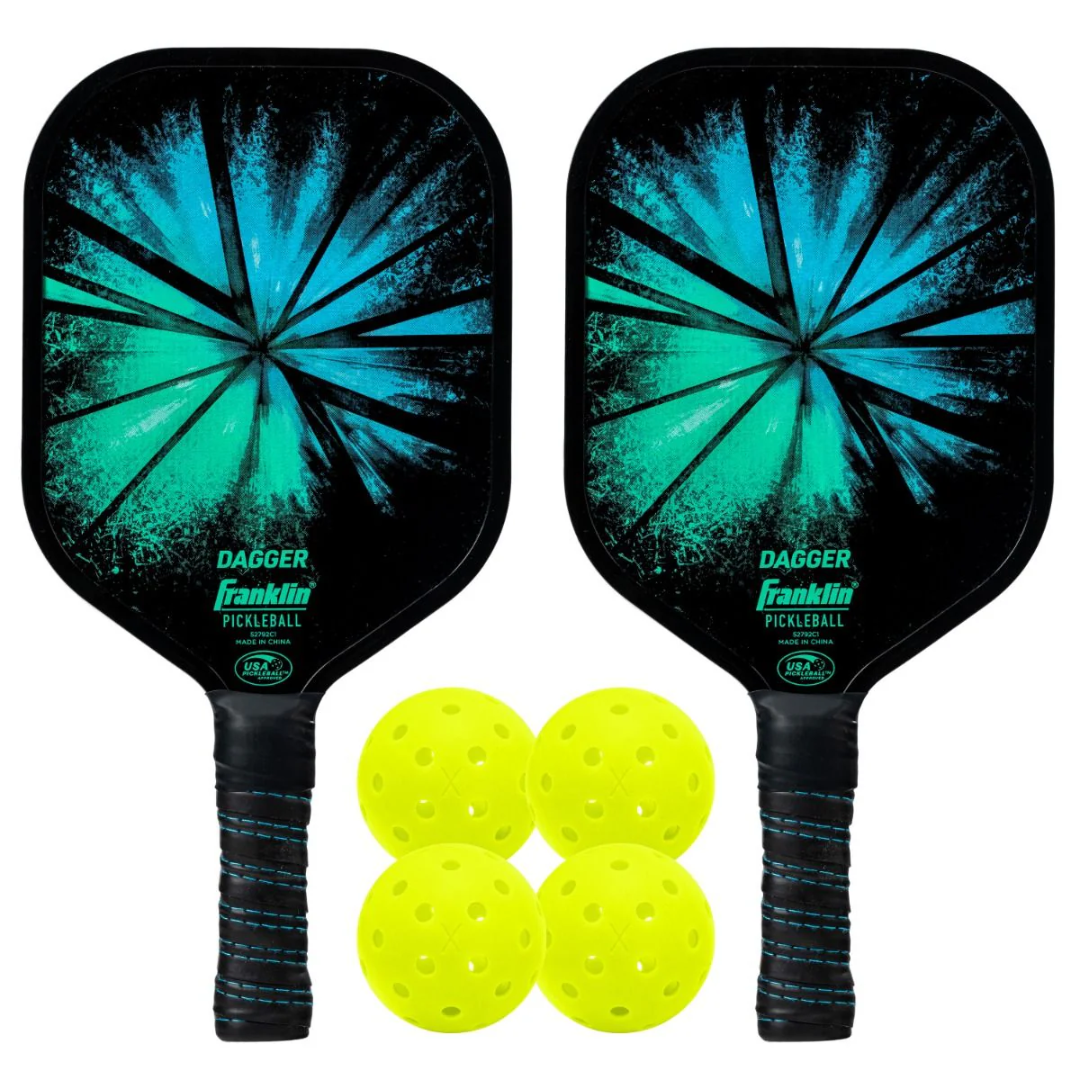 Franklin Pickleball Dagger Polypro Core Paddle Set with Balls - 2 Player Pickleball Kit for Indoor & Outdoor Court Games | Perfect for Beginners & Recreational Play
