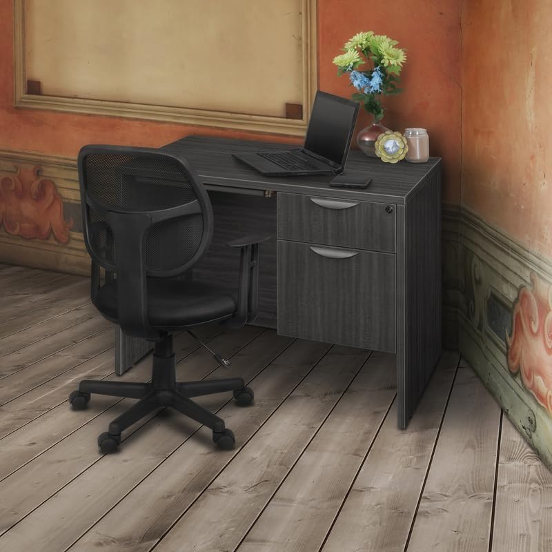 Regency Legacy 42 Inch Modern Writing Desk with Storage - Ash Grey Finish for Home Office, Study Room & Workspace