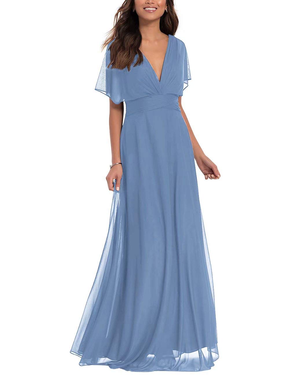 Lilibridal Elegant Chiffon Bridesmaid Dresses with Long Sleeves - Women's Formal Prom Gowns & Wedding Guest Dresses for Special Occasions | Perfect for Evening Parties, Cocktail Events & Formal Gatherings