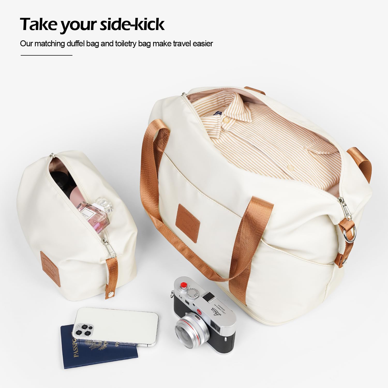 Coolife 3-Piece Hardside Luggage Set with TSA Lock & Spinner Wheels - Carry On Suitcase for Travel (White, 6-Piece) | Perfect for Family Vacations, Business Trips & International Travel