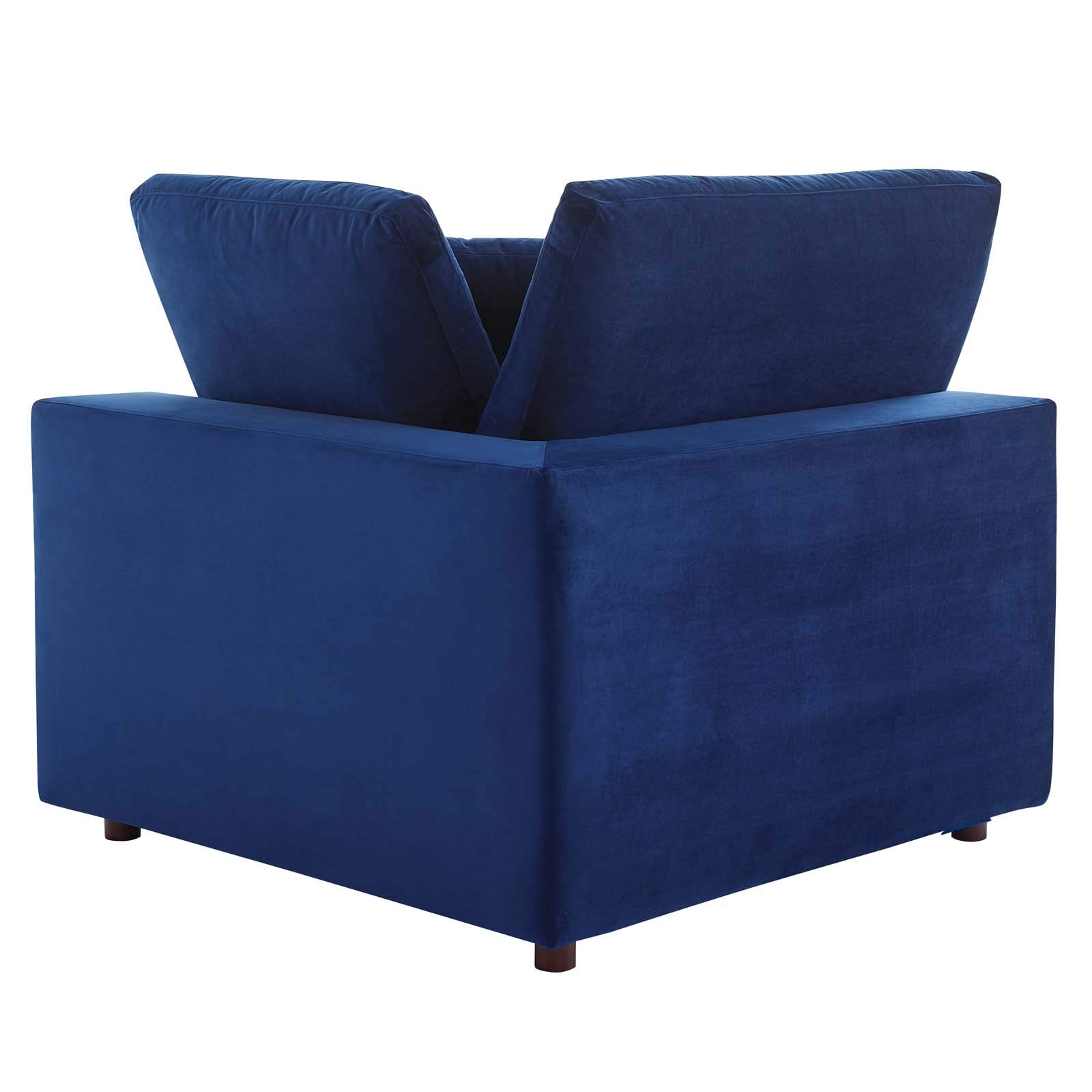 Modway Commix Down-Filled Overstuffed Performance Velvet Sectional Sofa Corner Chair - Luxurious Living Room Furniture for Modern Home & Apartment Decor
