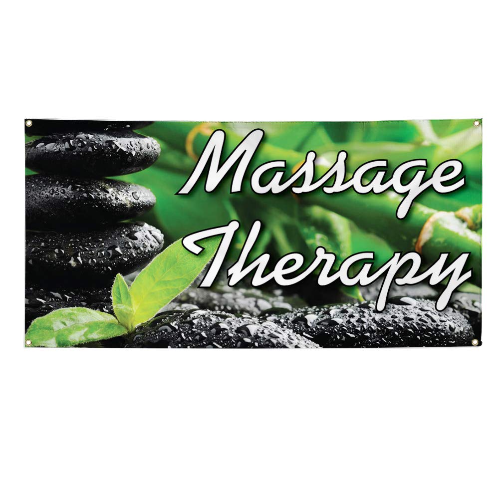 Custom Vinyl Banner 48x96 Inches - Weatherproof Massage Therapy Business Sign with 8 Grommets for Outdoor & Industrial Use | Durable Yard Sign for Advertising, Events & Storefront Displays