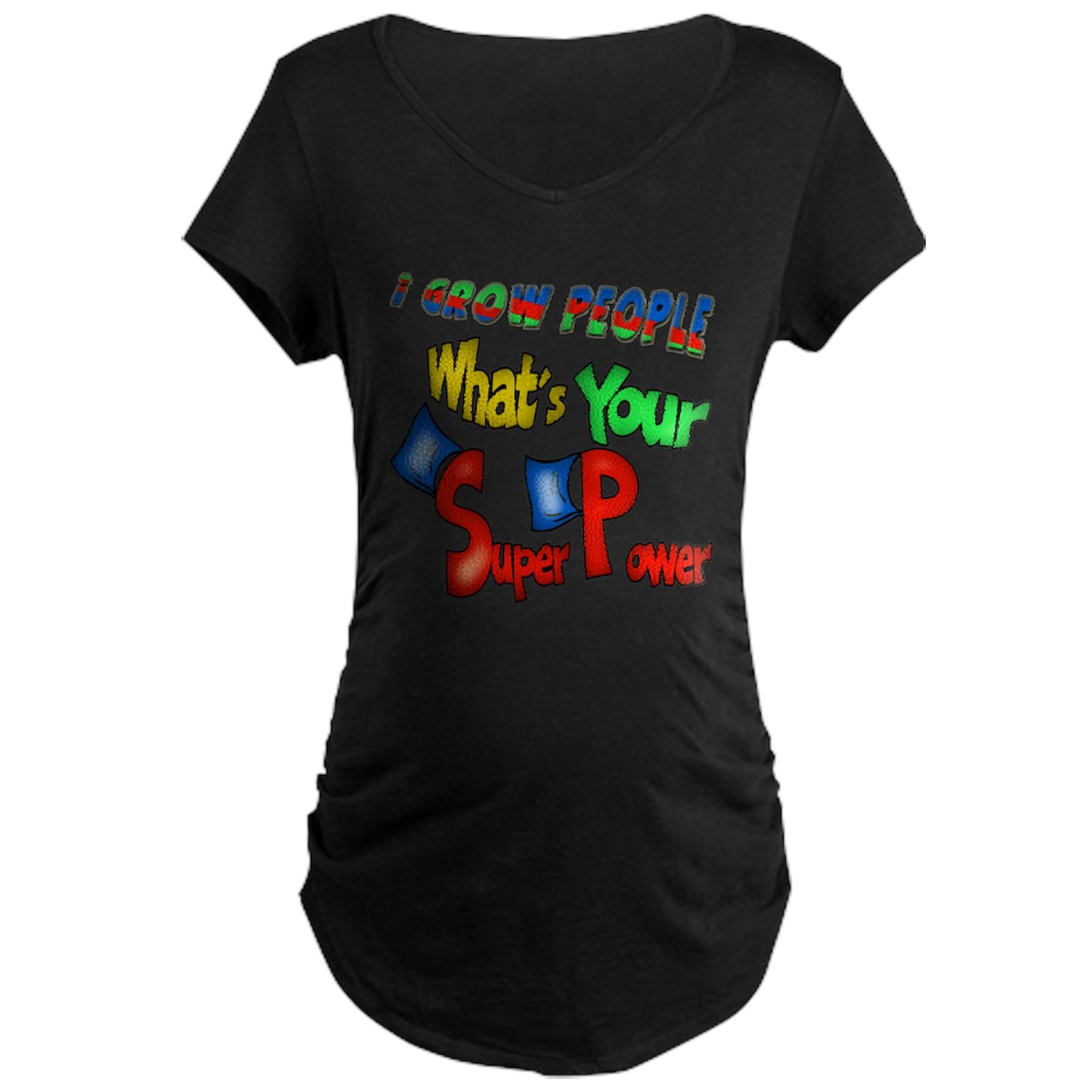 Grow People Super Power Maternity Dark T-Shirt - Women's Ruched Side Pregnancy Tee for Comfort & Style | Perfect for Maternity Photos, Baby Showers & Everyday Wear