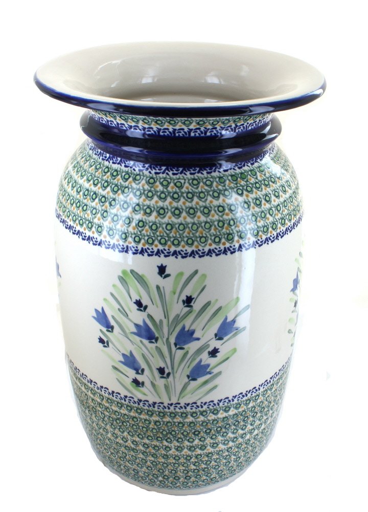 Handmade Blue Rose Polish Pottery Blue Tulip Tall Floor Vase - Elegant Home Decor for Living Room, Entryway & Wedding Centerpieces