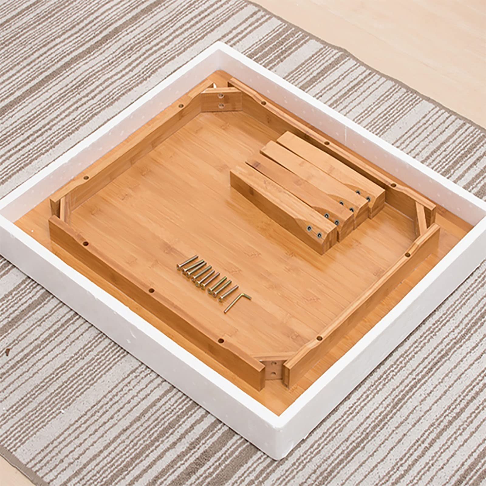 80x80x62cm Square Bamboo Dining Table - Multi-Purpose Coffee Table, Computer Desk, Study Desk for Home, Office, Balcony & Meeting Spaces